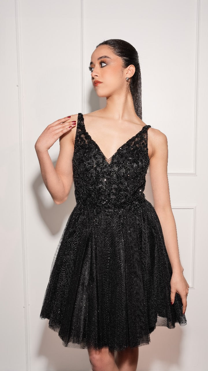 Vestido Corto De Corset Con Estampado Plateado