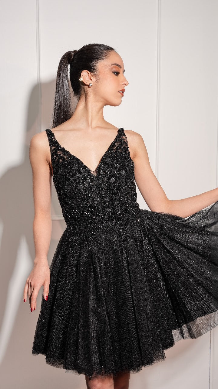 Vestido Corto De Corset Con Estampado Plateado