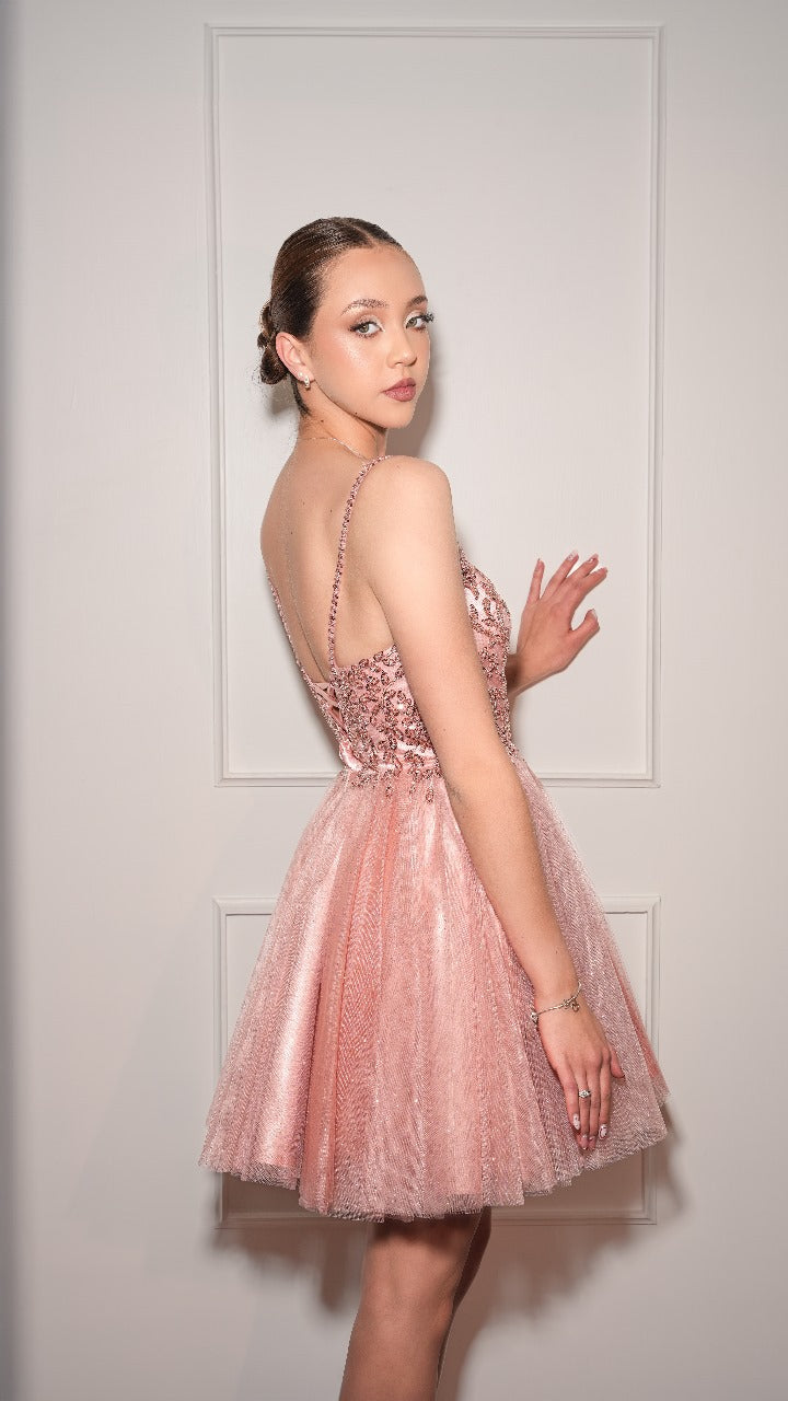 Vestido Corto De Corset Con Estampado Plateado