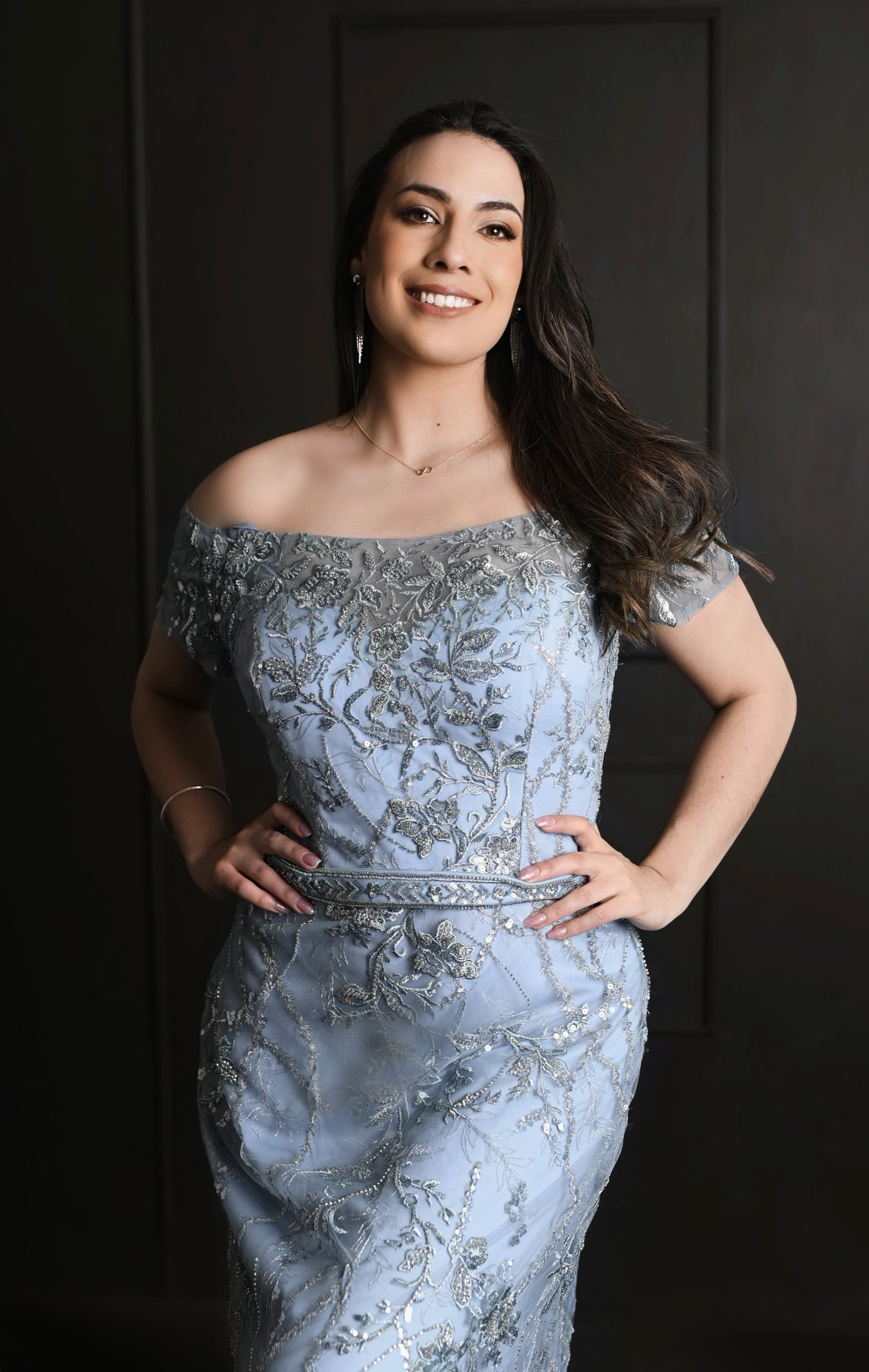 Vestido con Estampado y Manga Caida