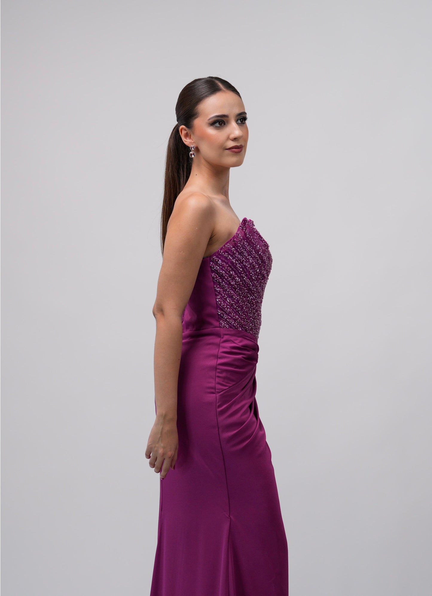 Vestido Buganvilla Straple Piedras en Corset