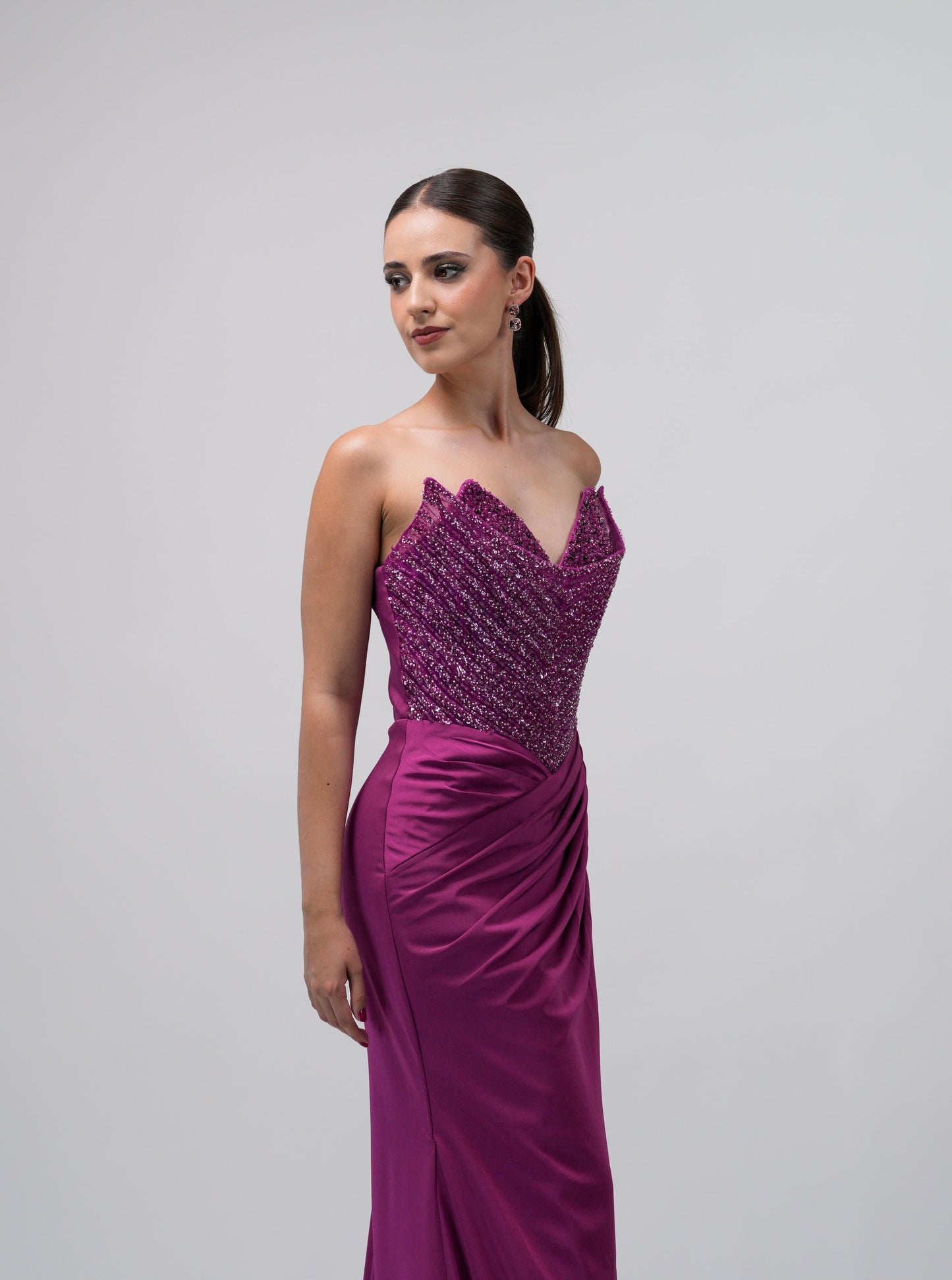 Vestido Buganvilla Straple Piedras en Corset