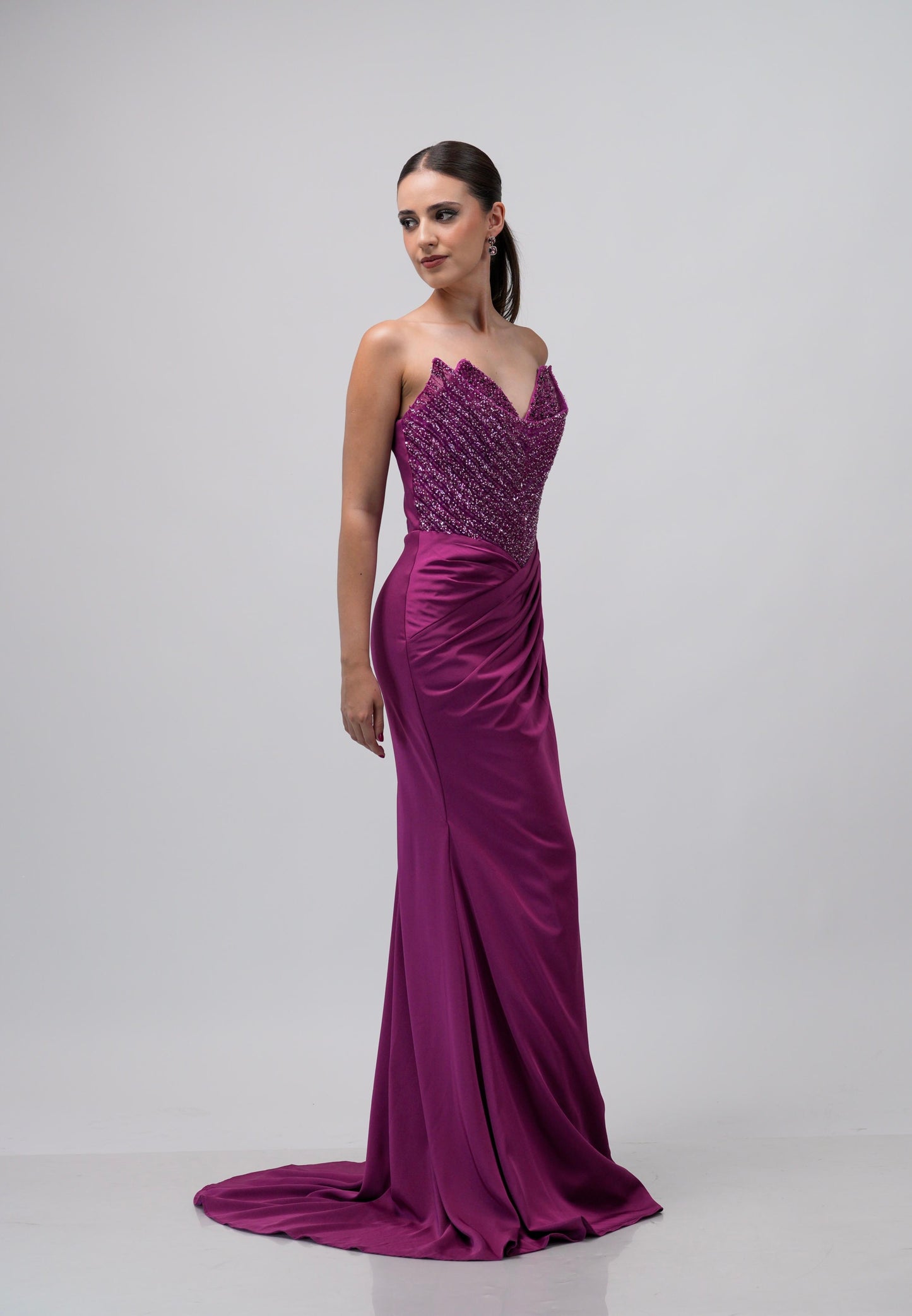 Vestido Buganvilla Straple Piedras en Corset