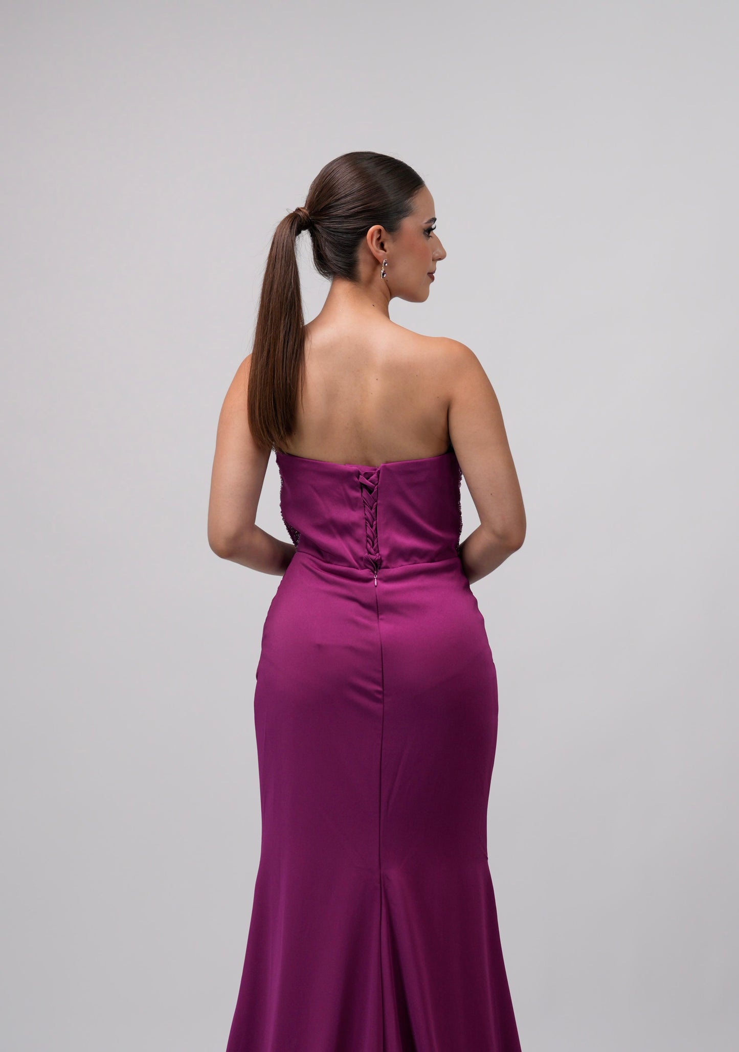 Vestido Buganvilla Straple Piedras en Corset