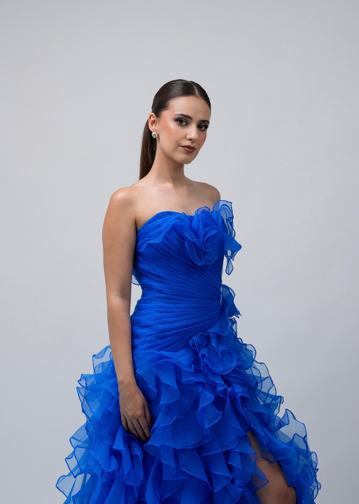 Vestido Azul Straple Varios Olanes