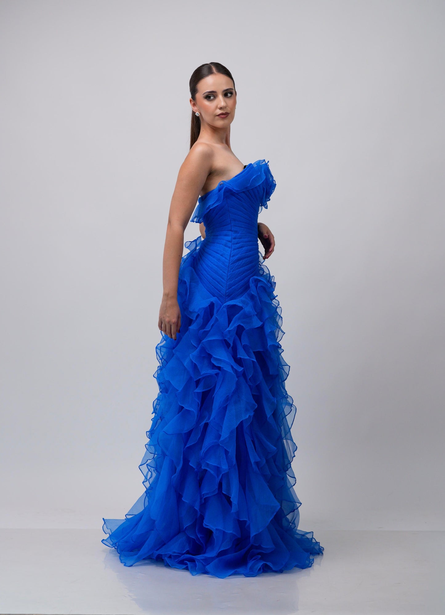 Vestido Azul Straple Varios Olanes
