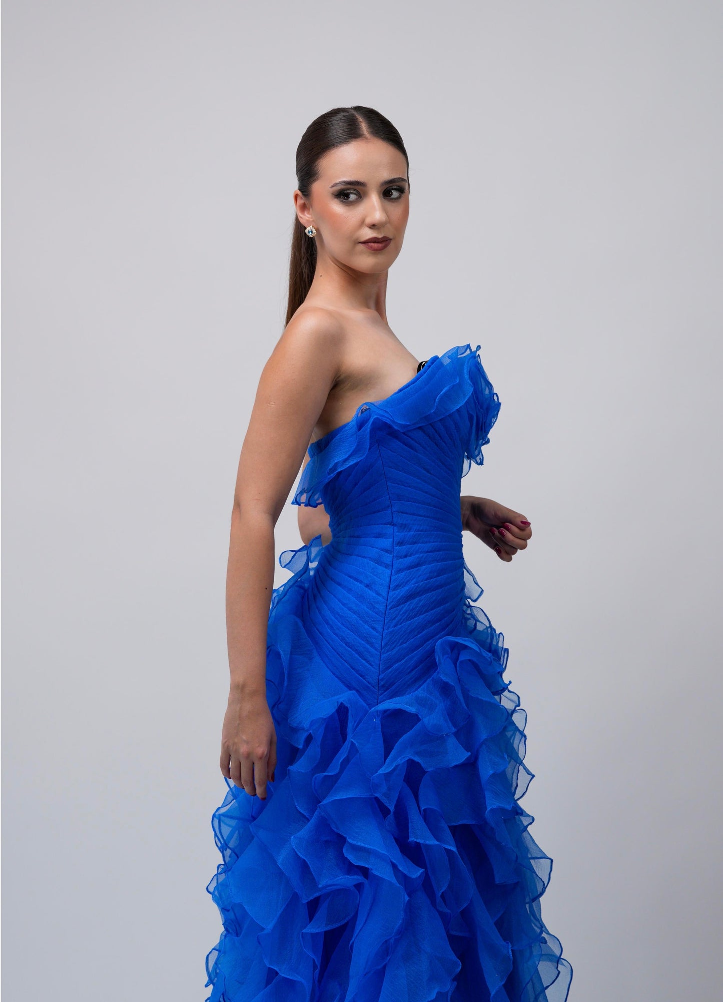 Vestido Azul Straple Varios Olanes