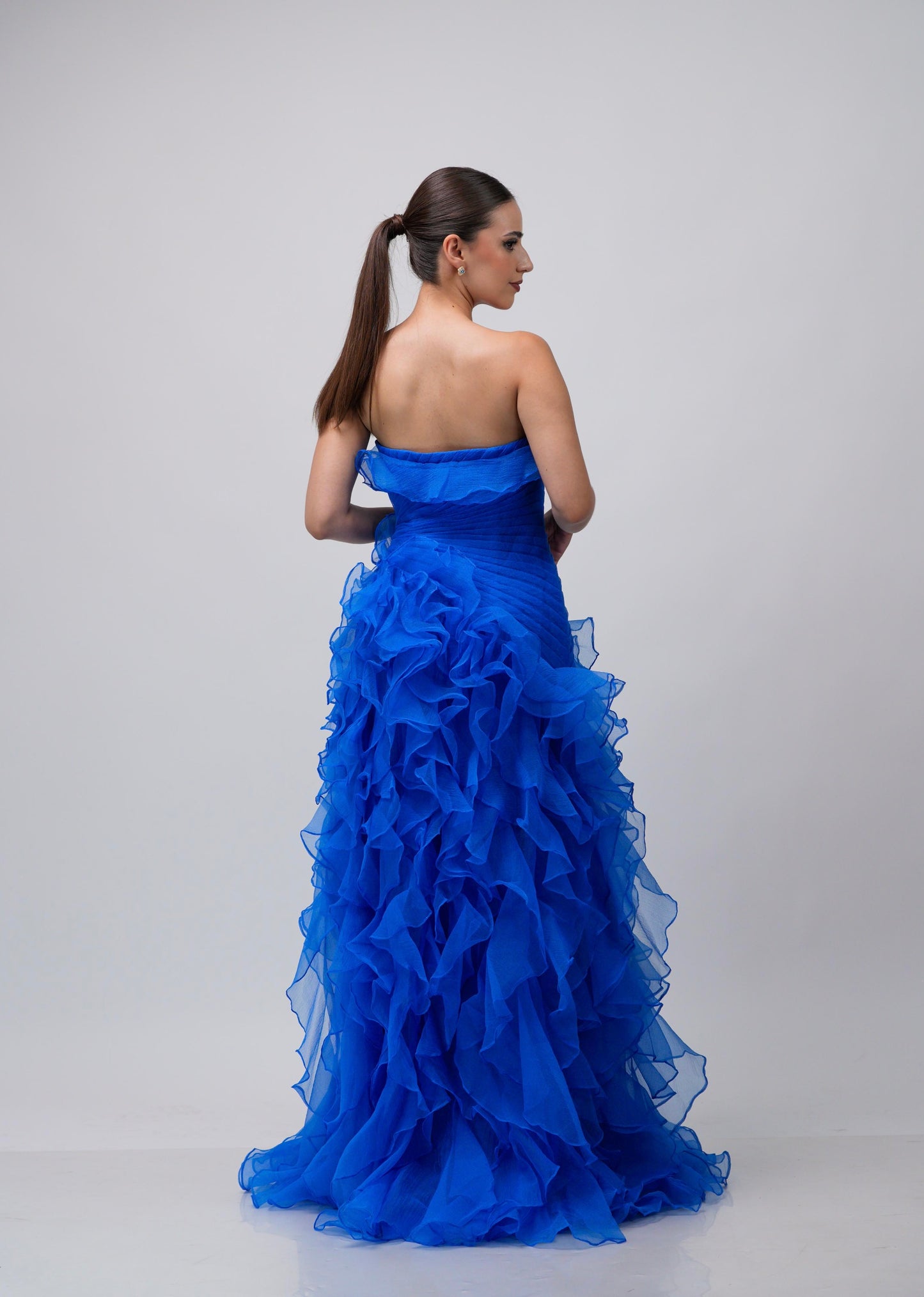 Vestido Azul Straple Varios Olanes