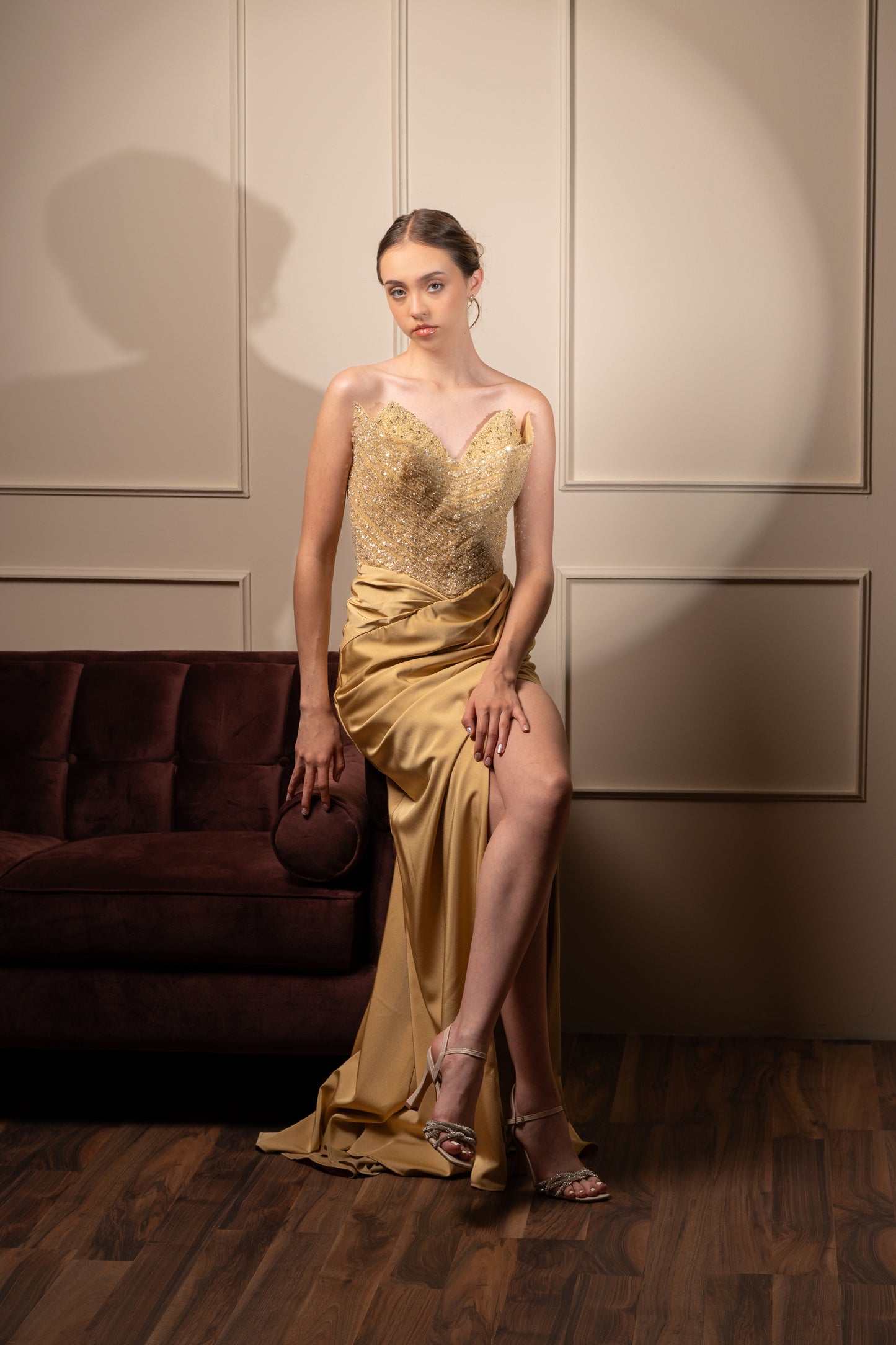 Vestido Amarillo Pastel Straple Piedras En Corset