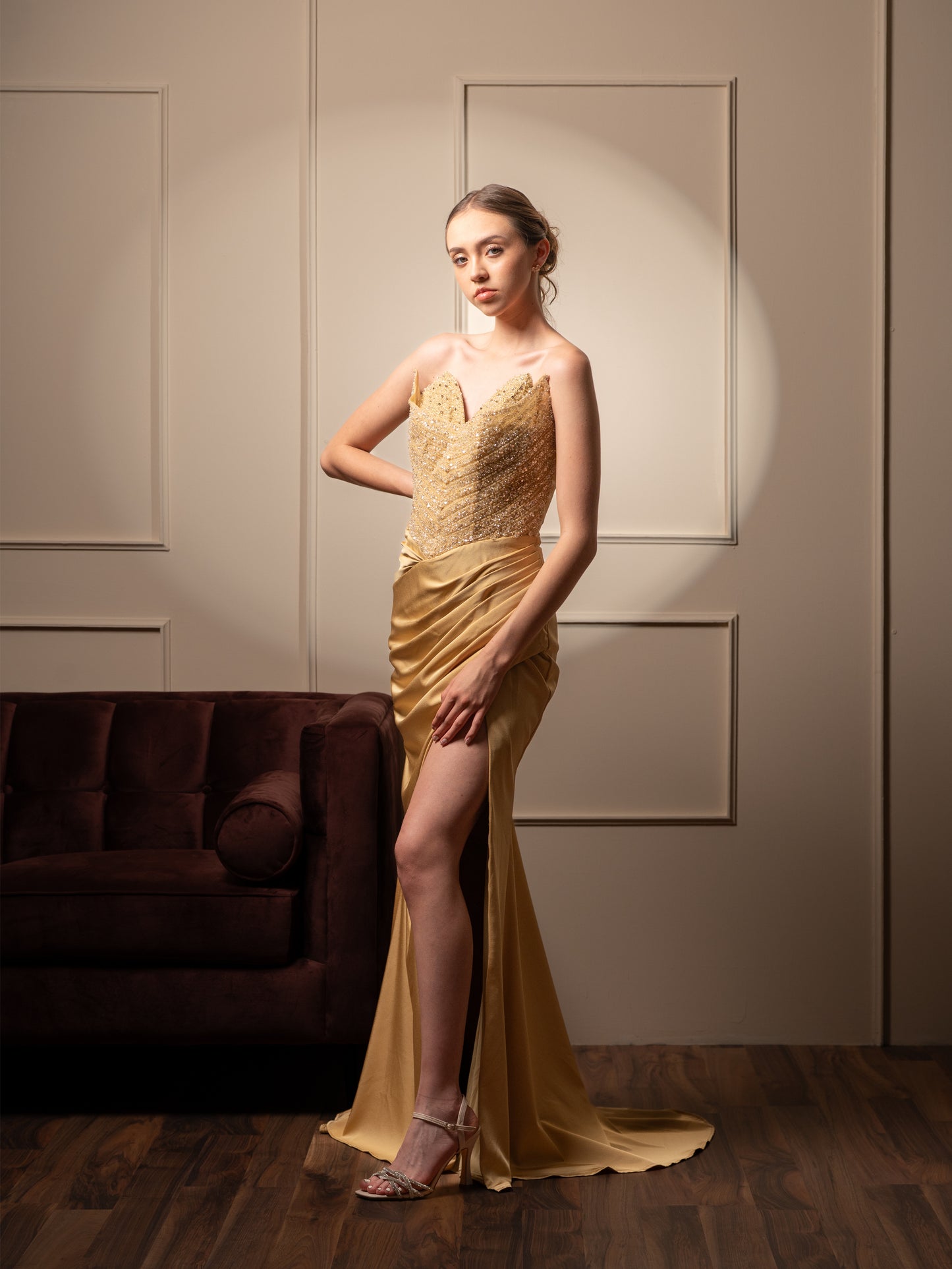 Vestido Amarillo Pastel Straple Piedras En Corset