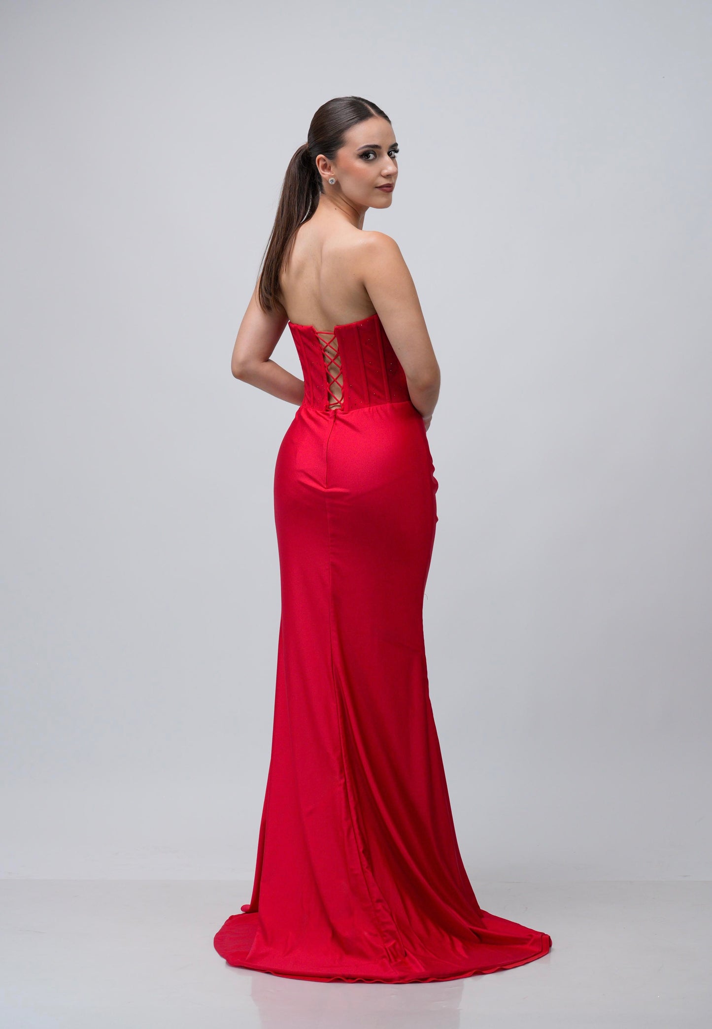 Vestido Rojo Straple Corazon Lentejuela En Abdomen