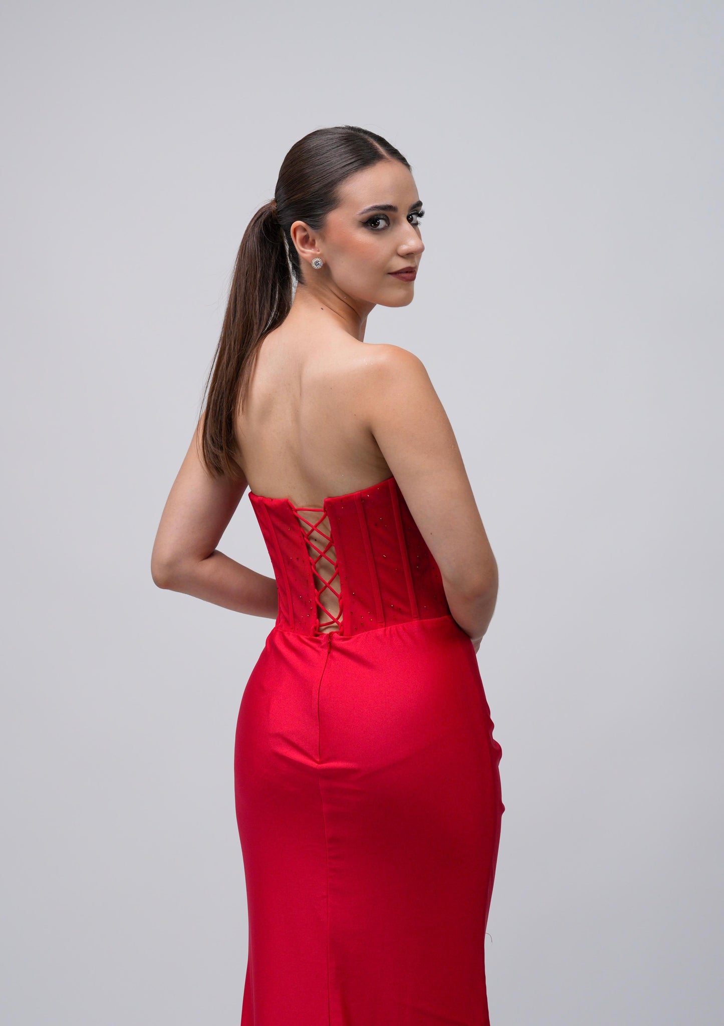 Vestido Rojo Straple Corazon Lentejuela En Abdomen