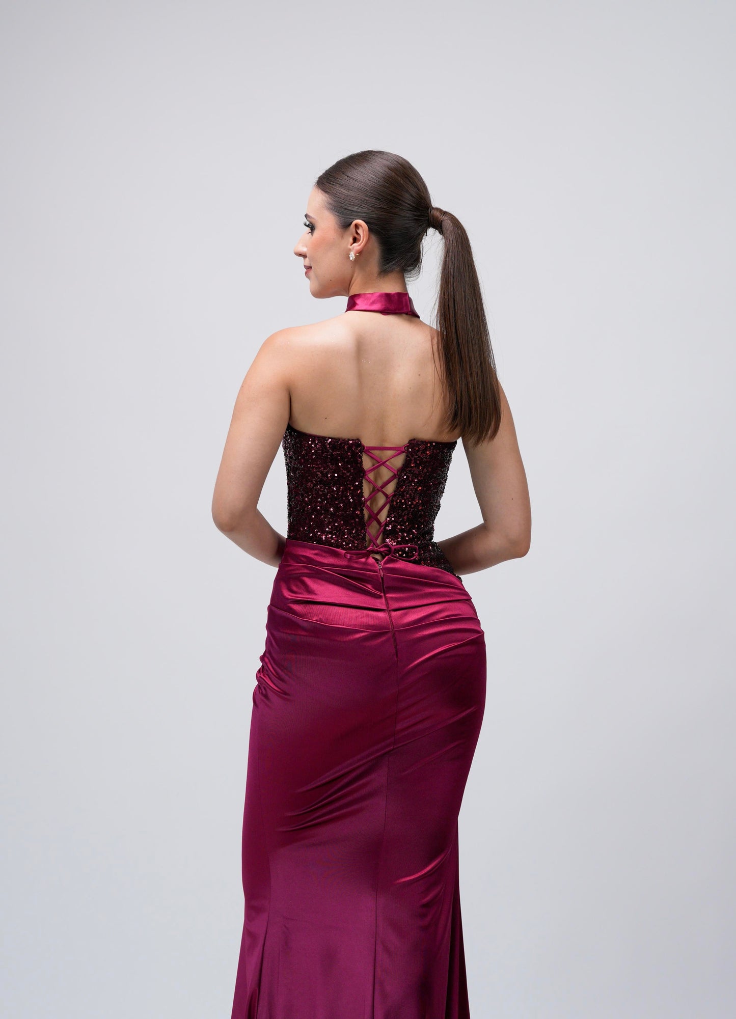 Vestido Straple Lentejuela En Pecho Falda Lisa