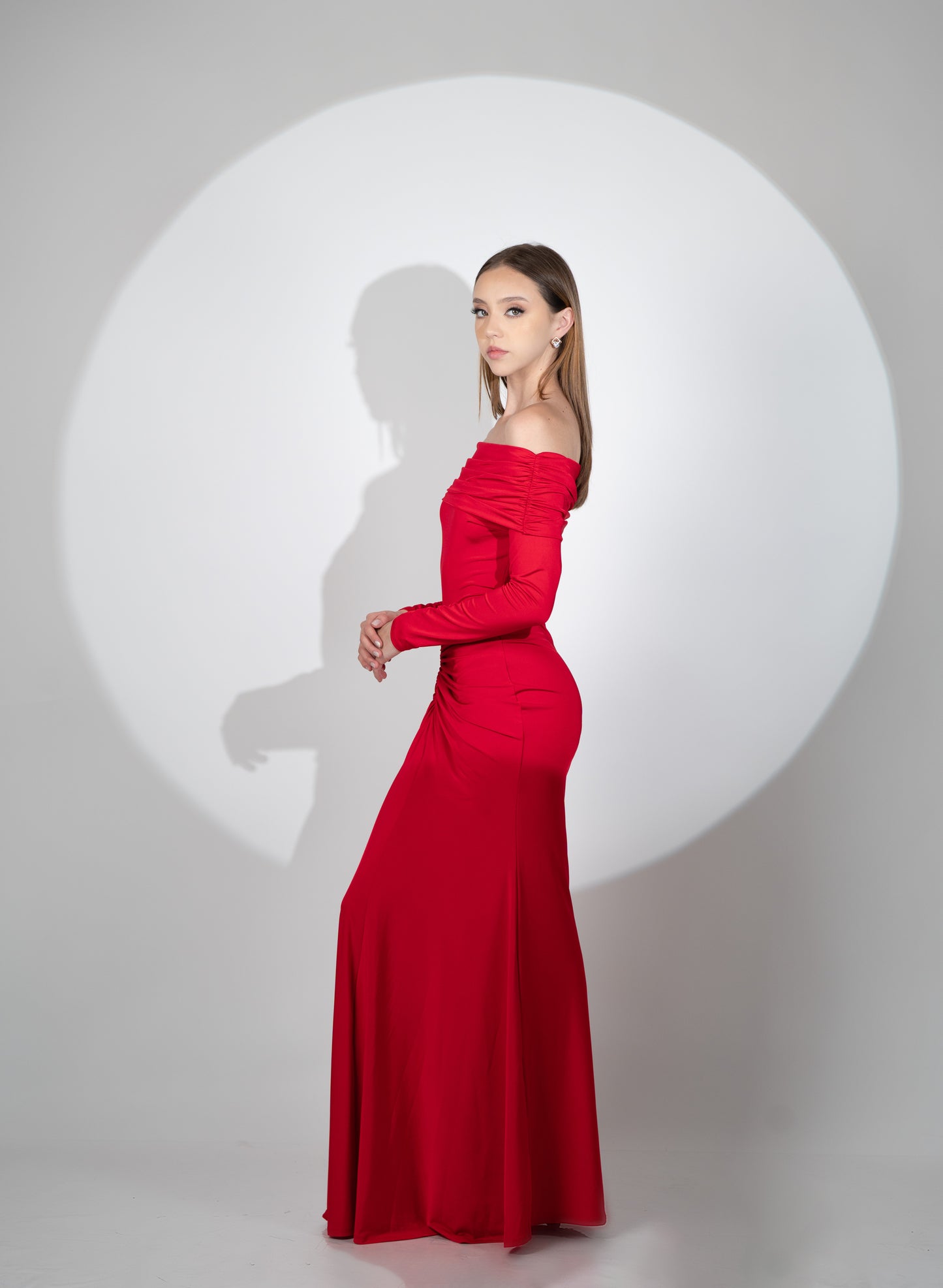 Vestido Rojo Manga Larga Campesina