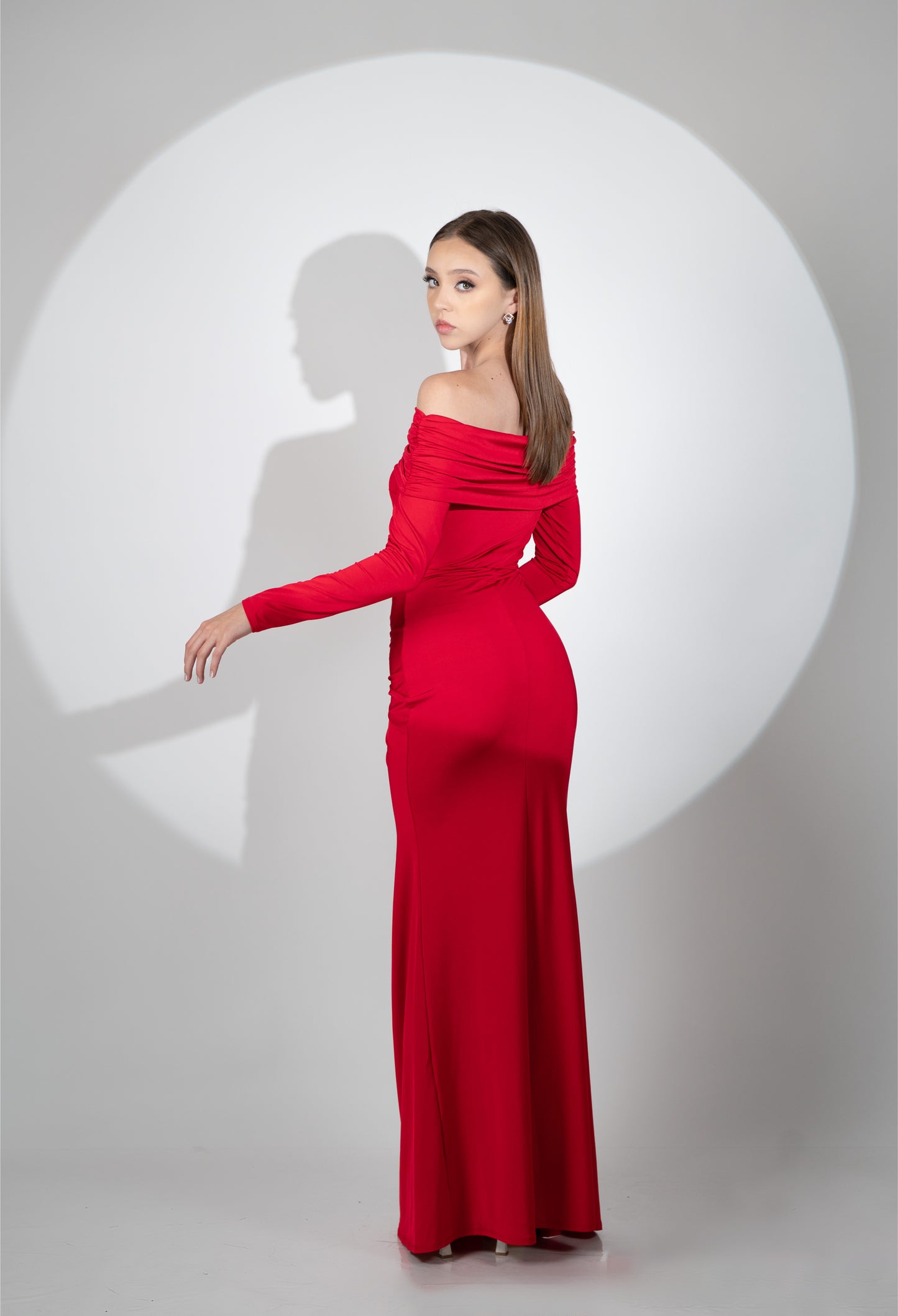 Vestido Rojo Manga Larga Campesina