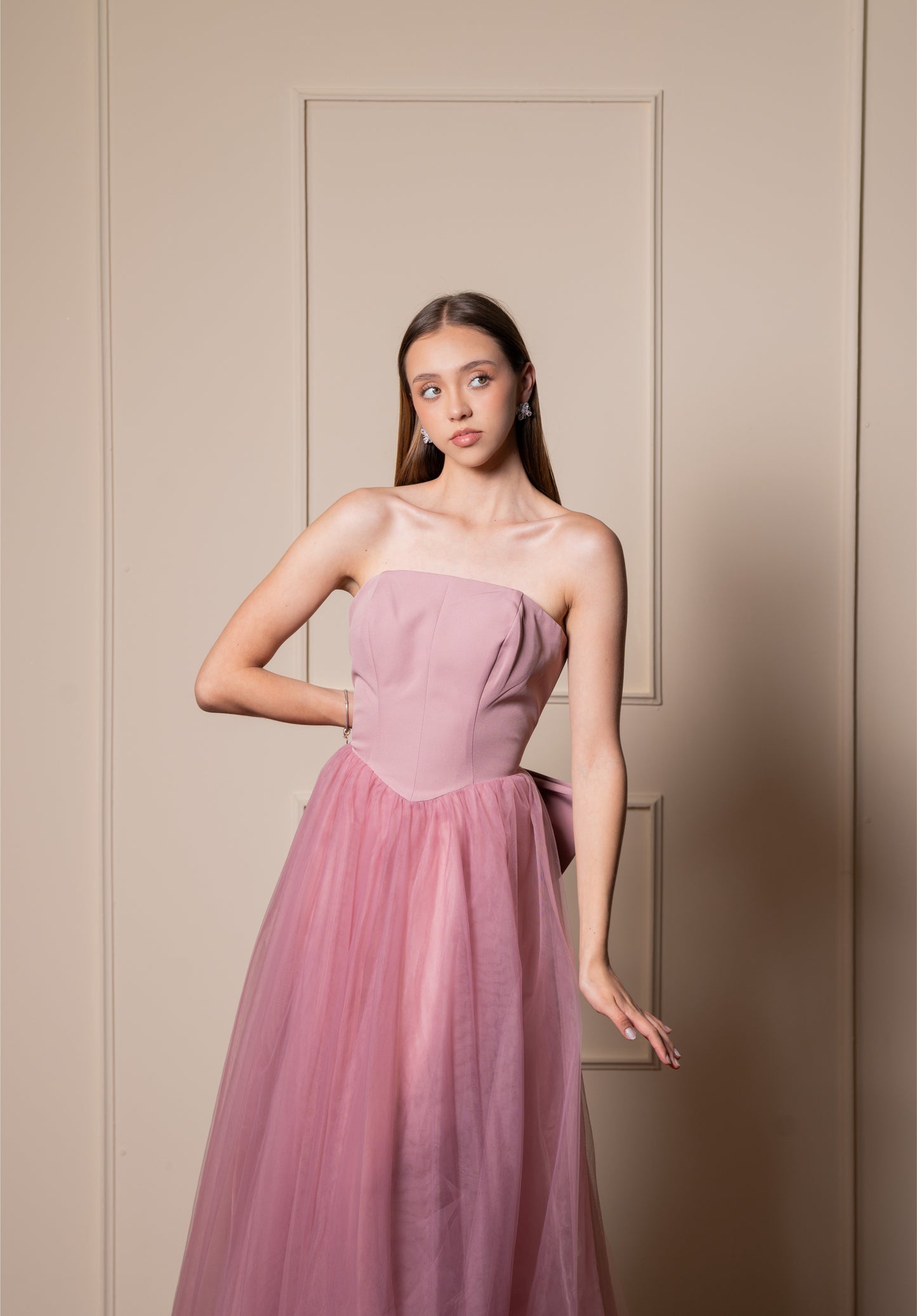 Vestido Corte A Midi Moño Atrás