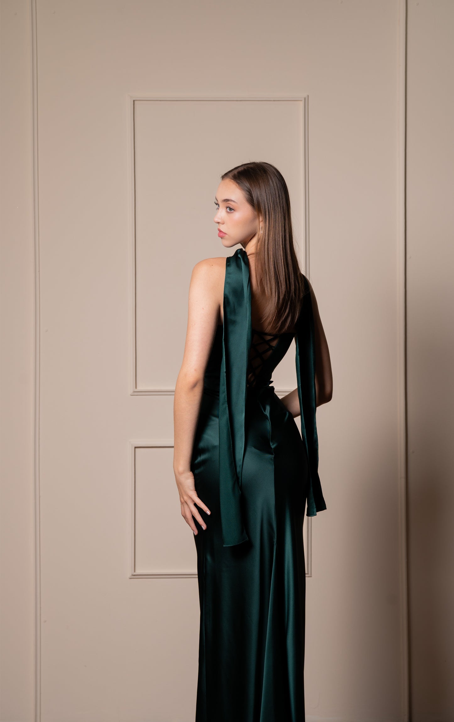 Vestido Verde Esmeralda Straple De Corset Con Estola