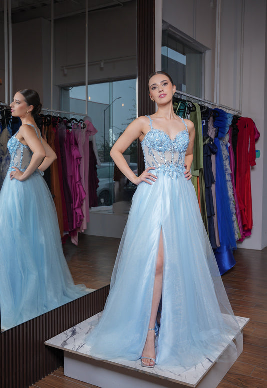 Vestido Cielo Corte Princesa Detalle en Abdomen