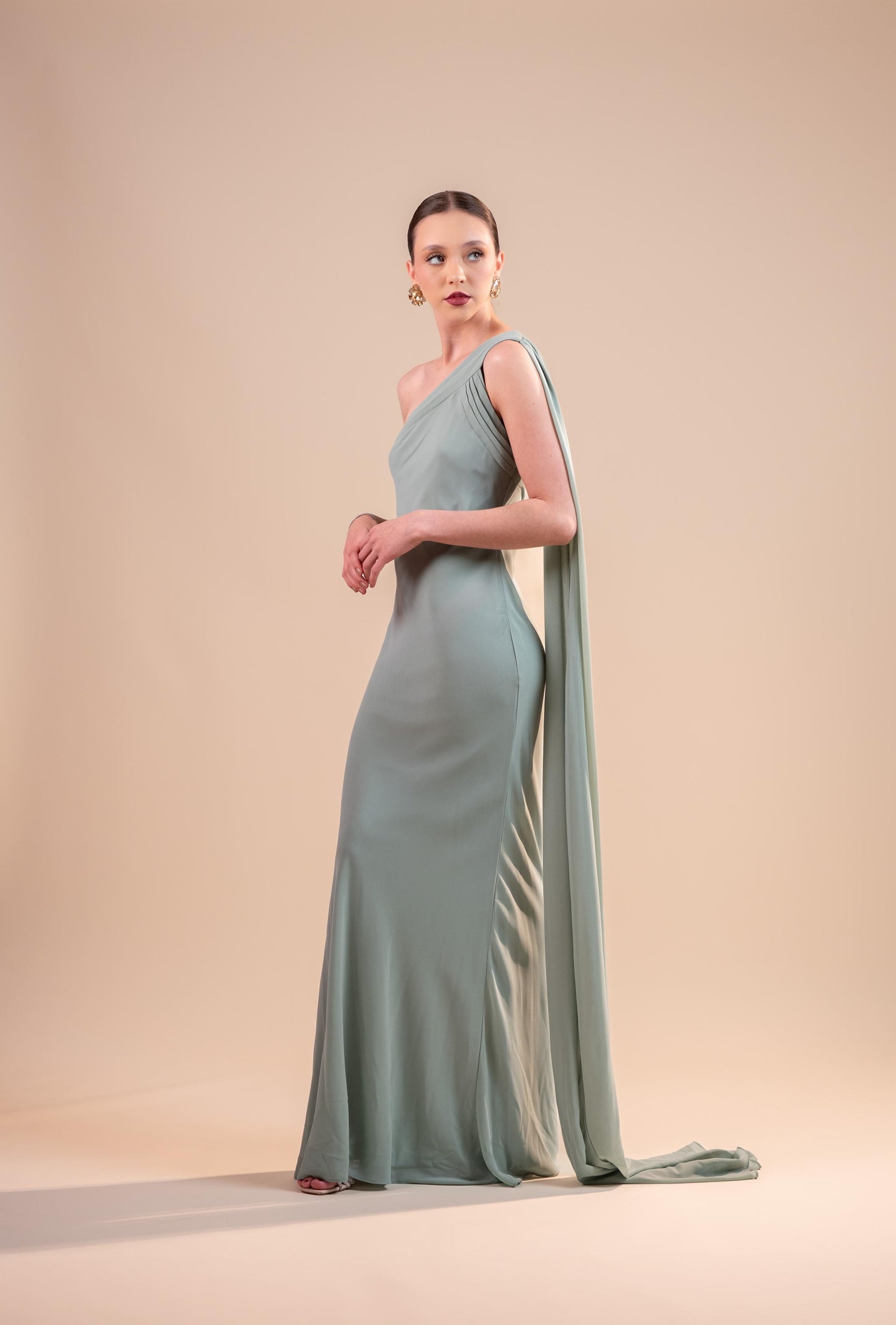 Verde Sage Liso Banda En un Tirante