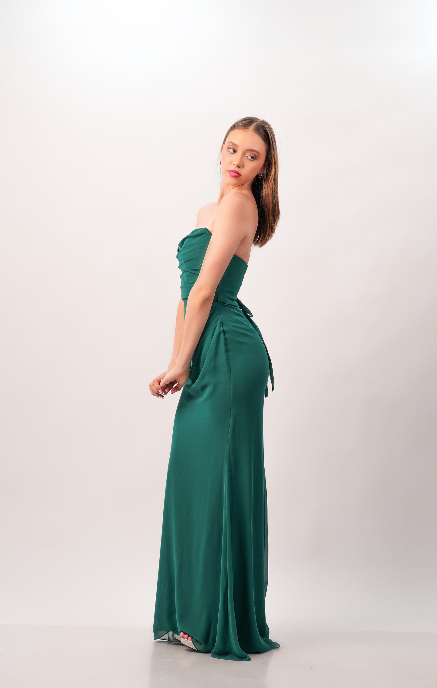 Vestido Verde Esmeralda Straple Corrugado