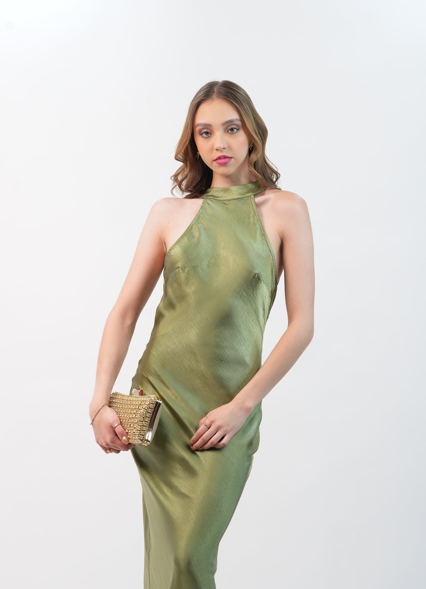 Vestido Halter Espalda Baja Midi