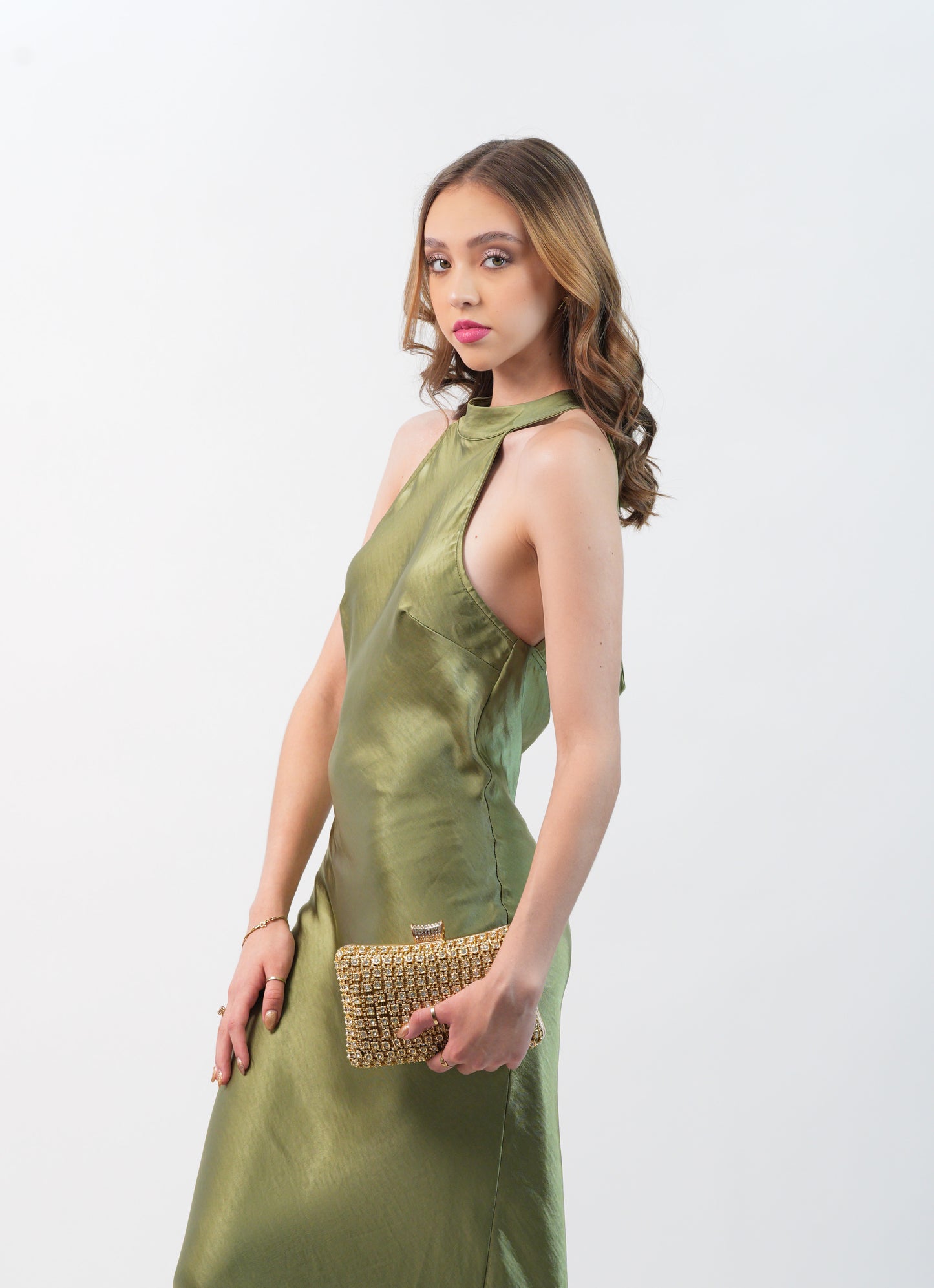 Vestido Halter Espalda Baja Midi