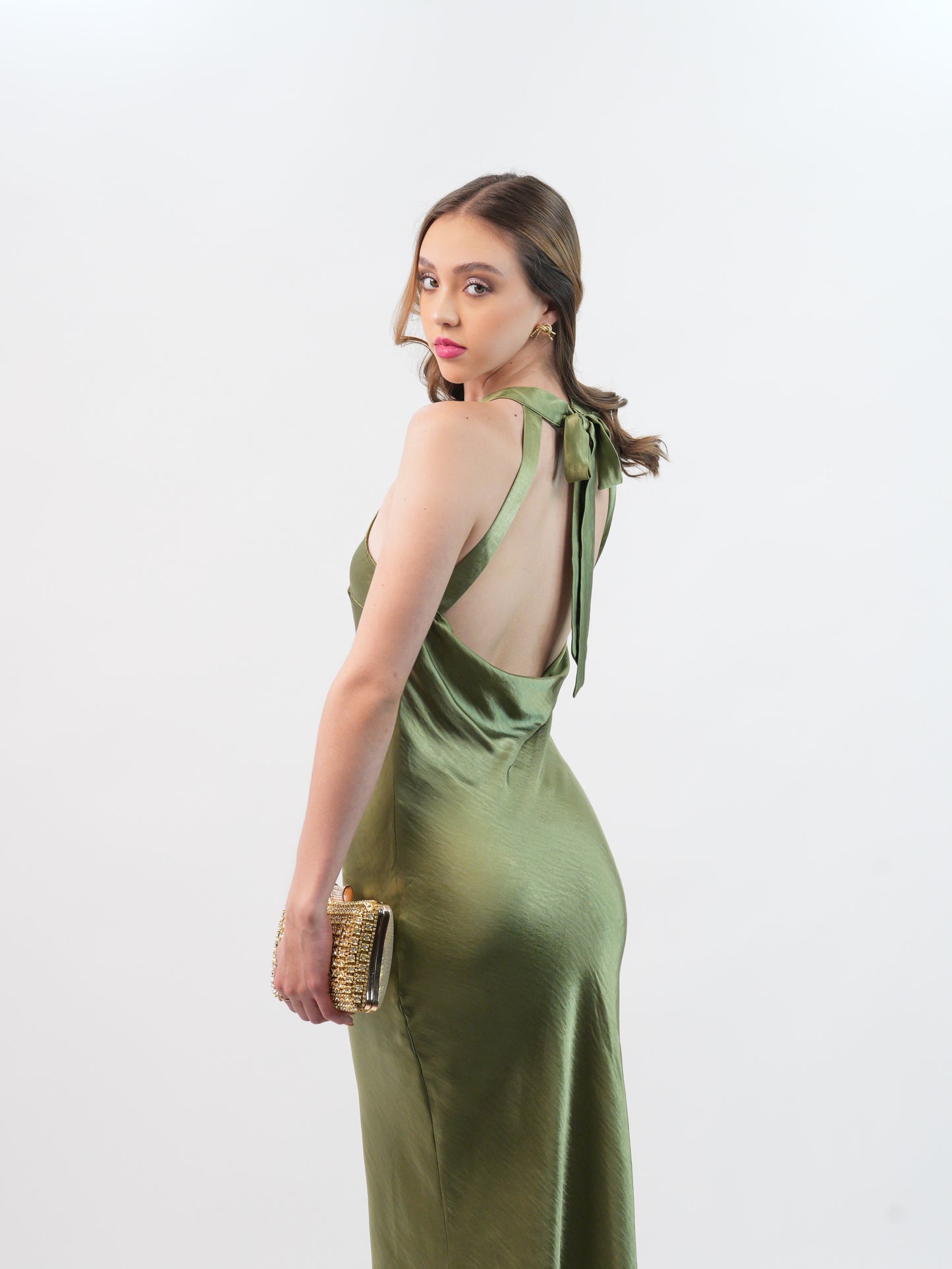 Vestido Halter Espalda Baja Midi