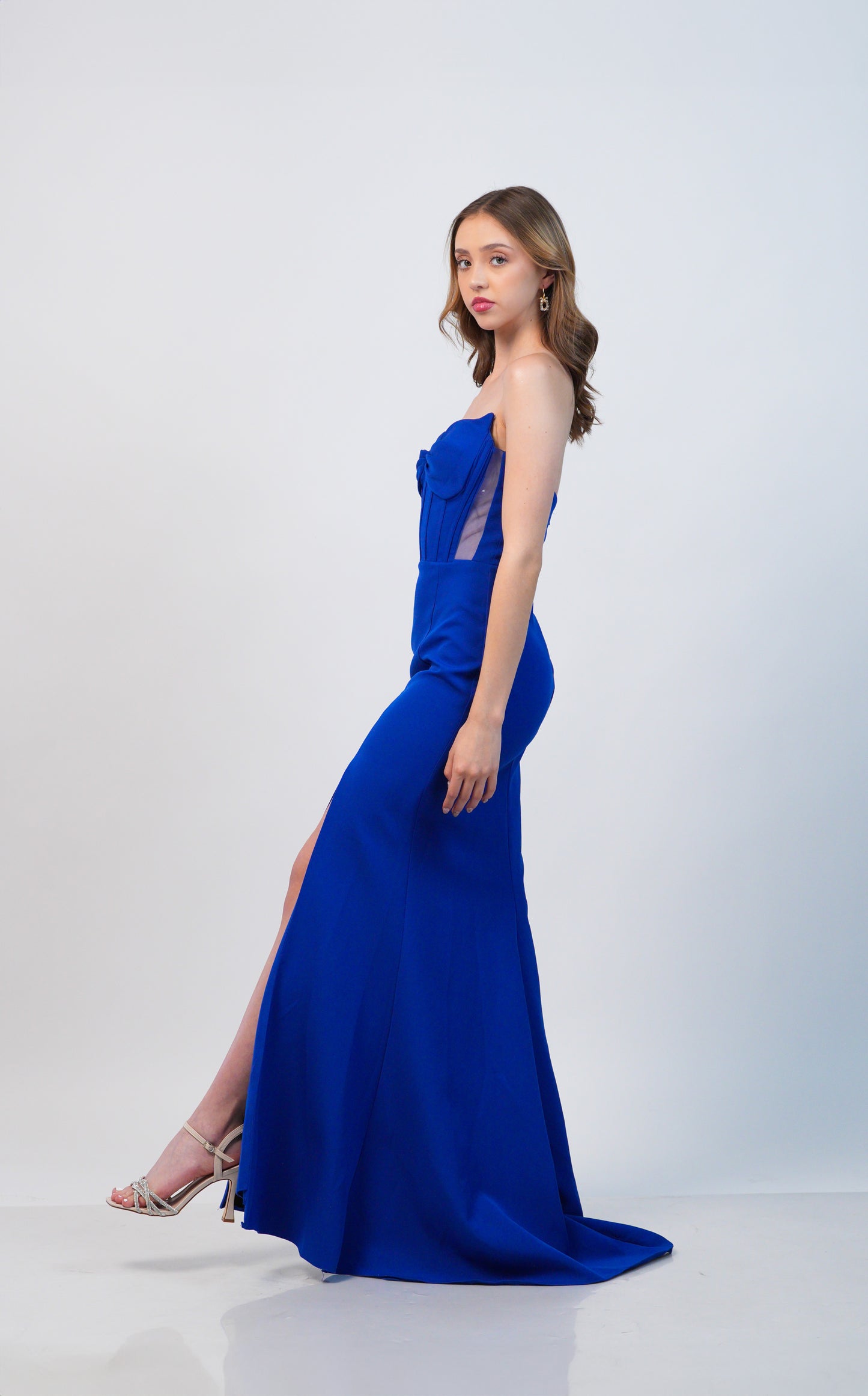 Vestido Azul Sax Corset de Ziper