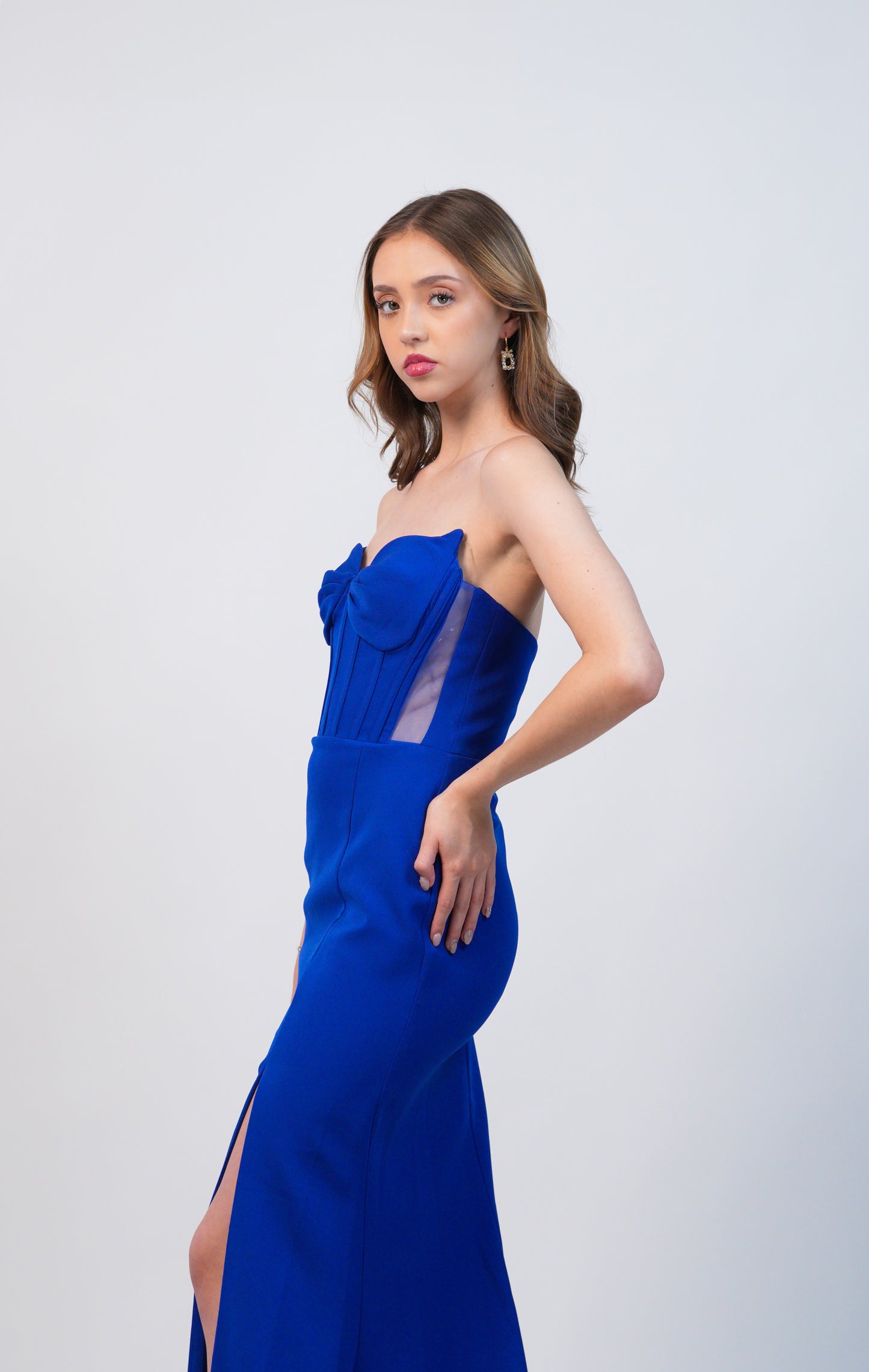 Vestido Azul Sax Corset de Ziper