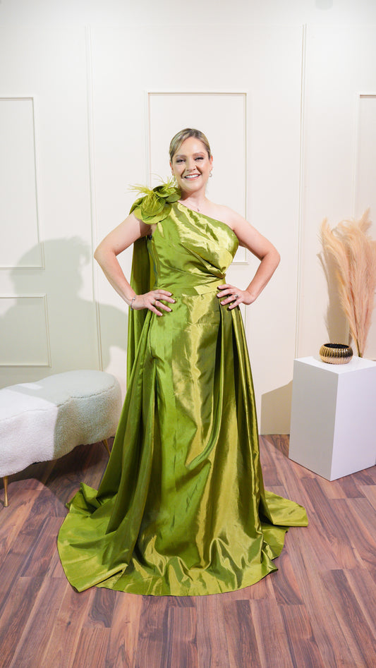 Vestido Verde Lima Un Tirante Con Estola