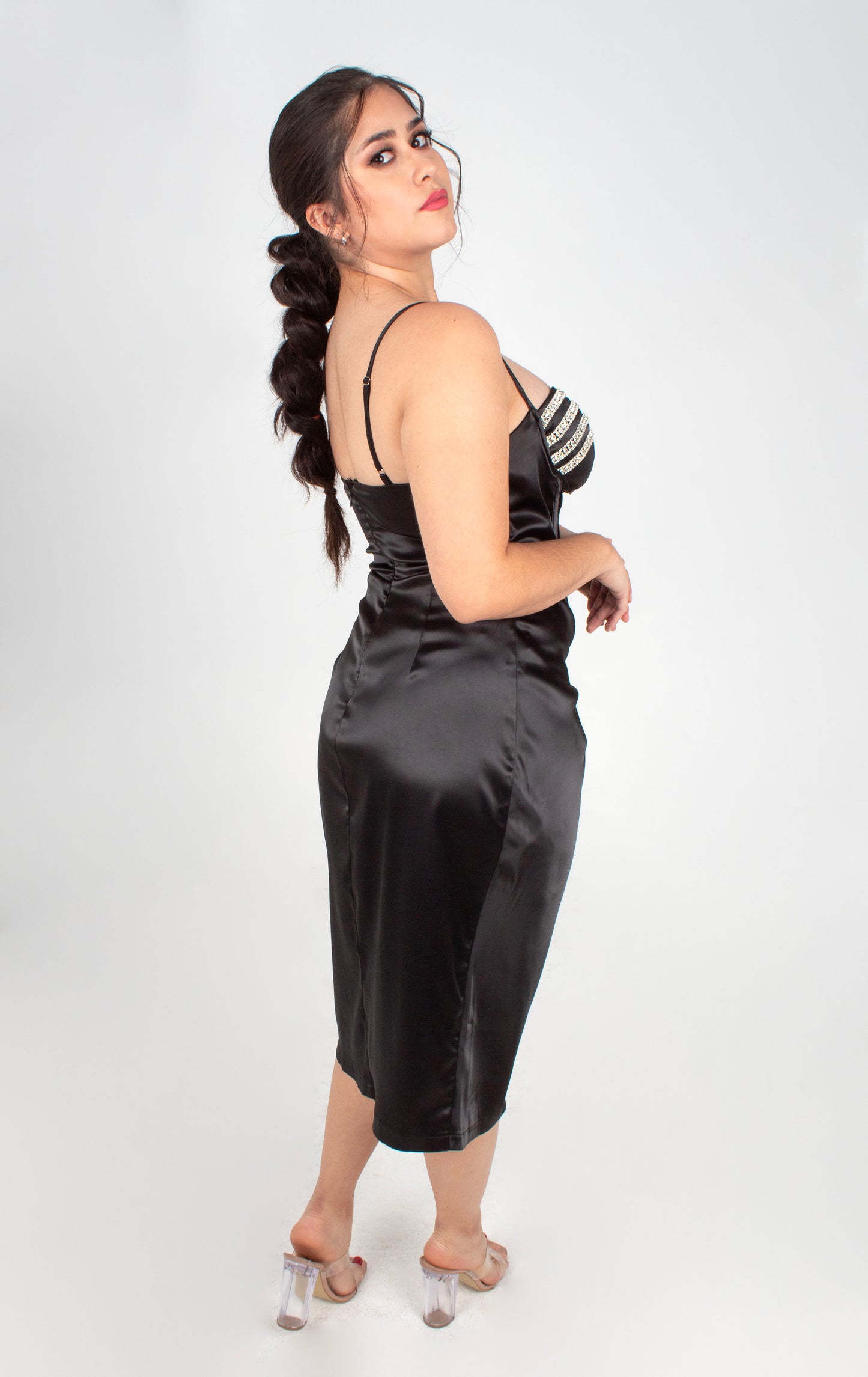 Vestido Corset Piedras En Copas Corto