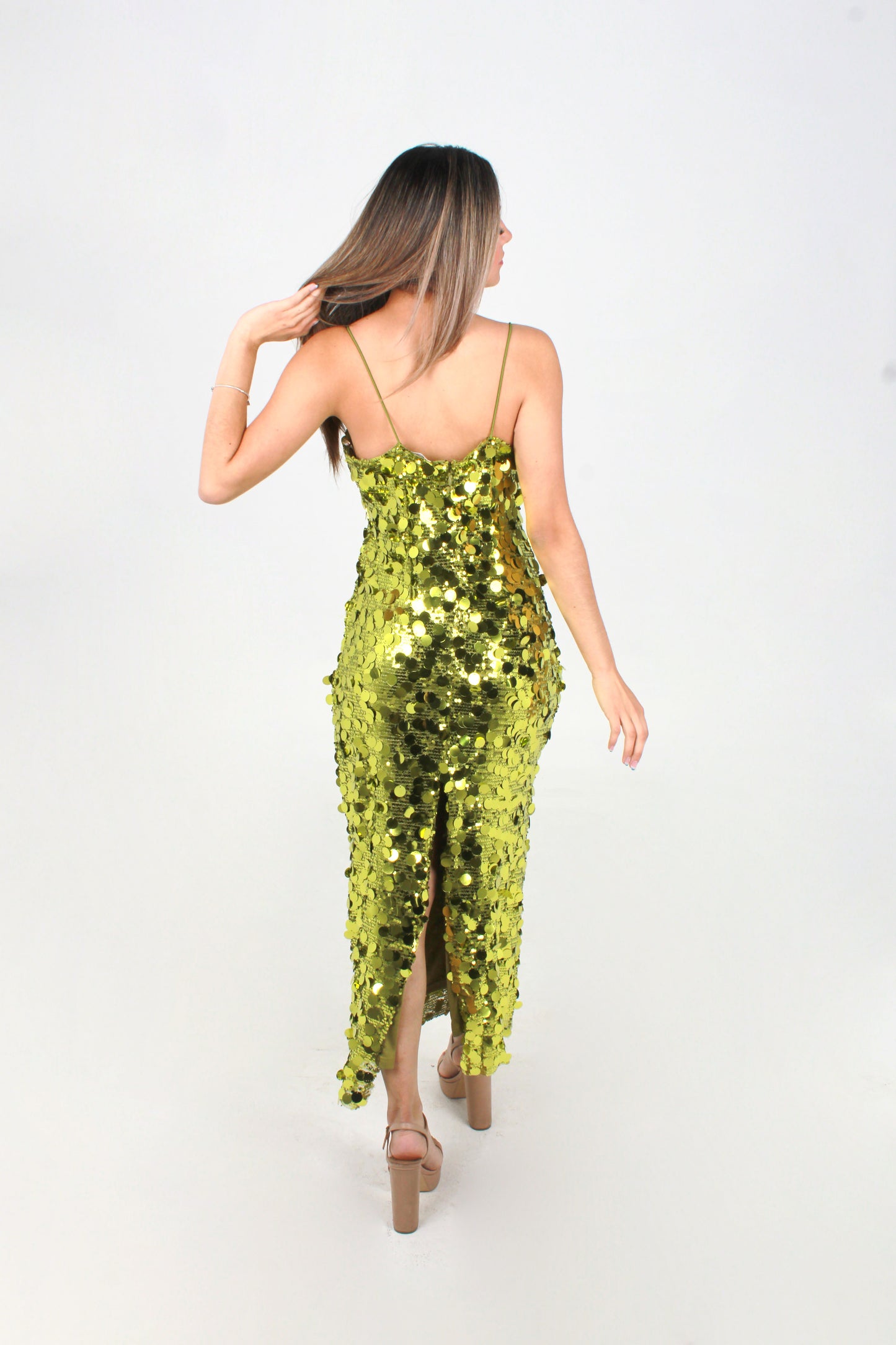 Vestido Lentejuela Grande Midi