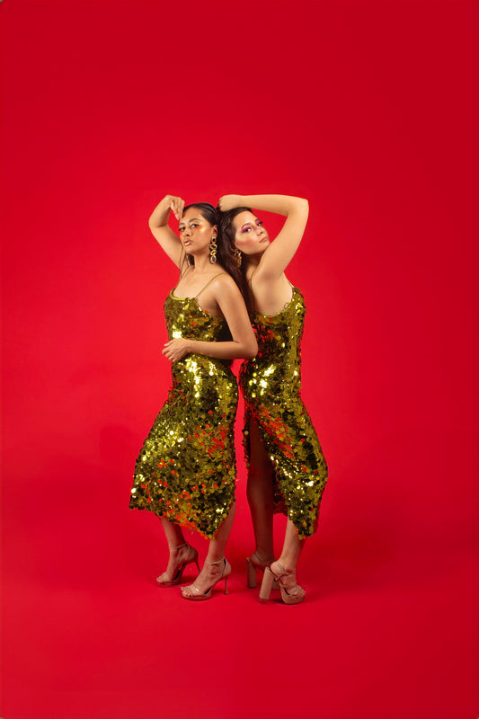 Vestido Lentejuela con Tirantes Delgados