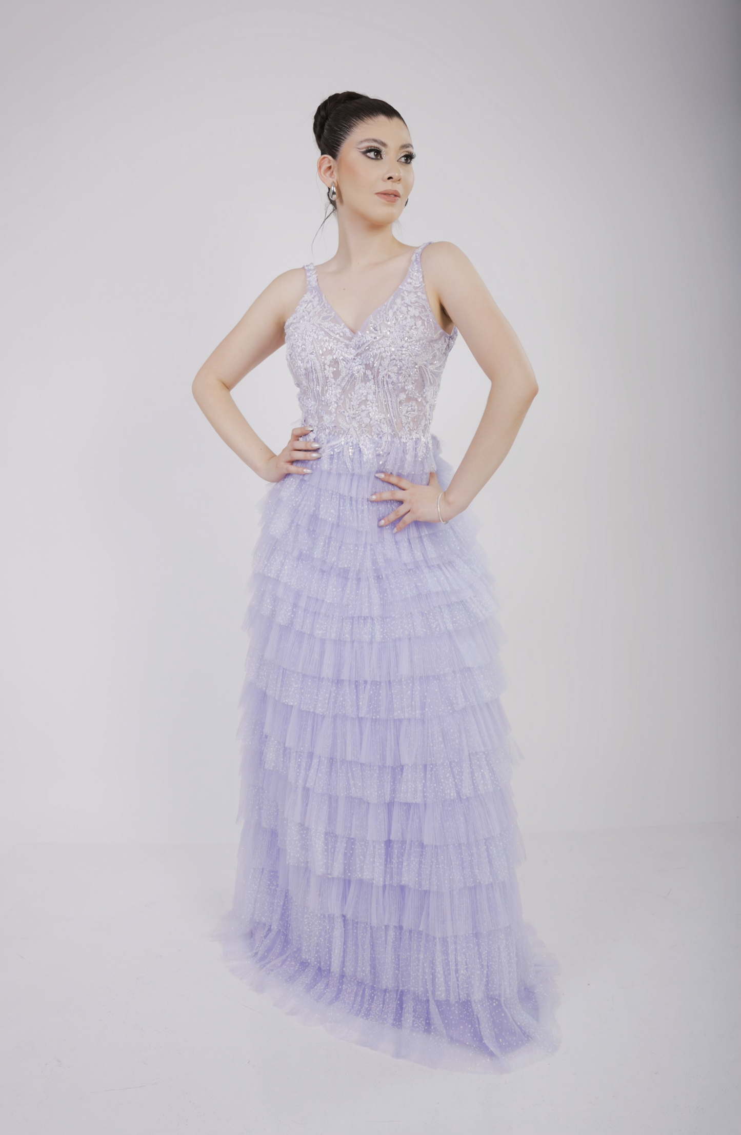 Vestido Con Olanes En Tablones Y Estampado