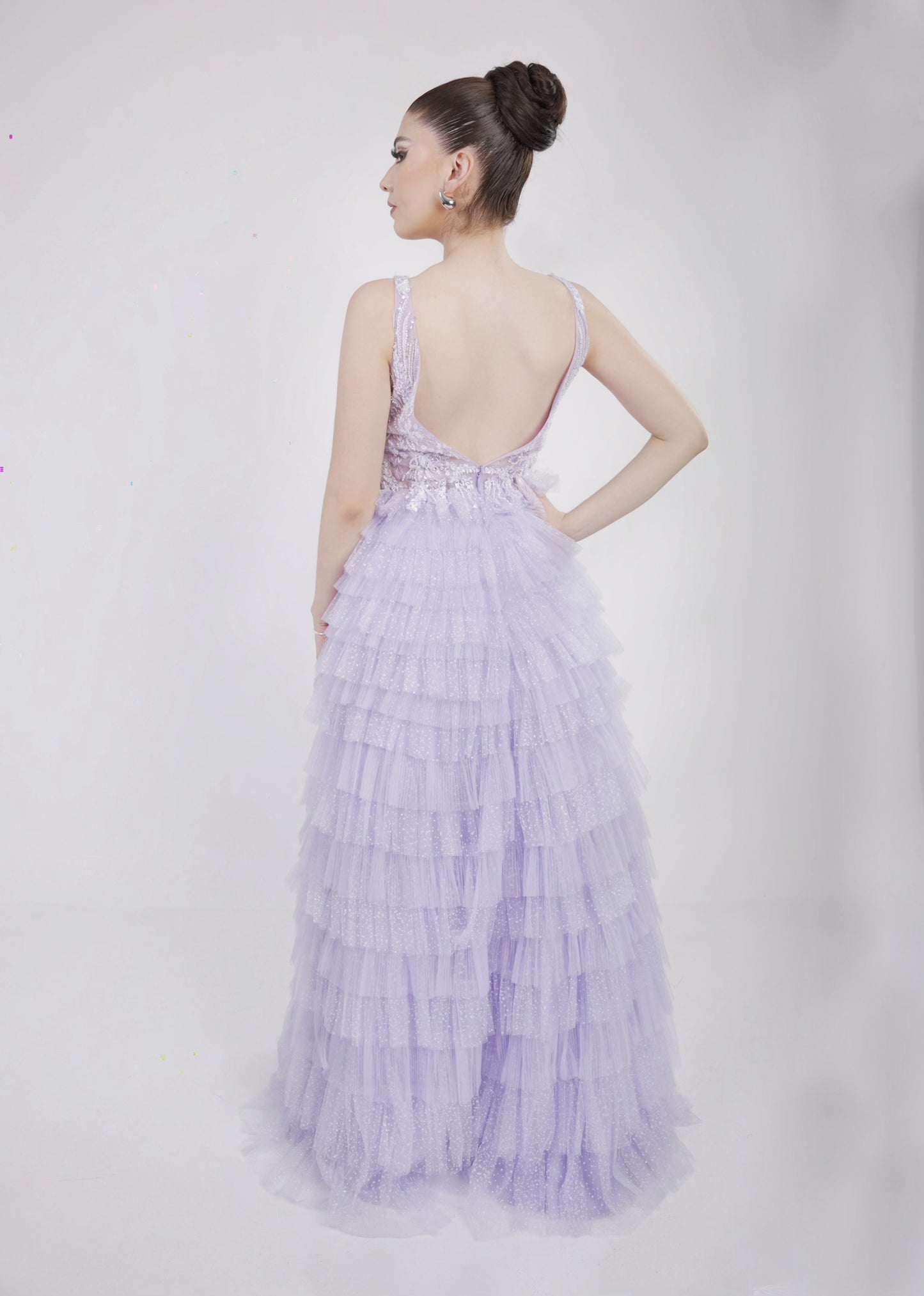 Vestido Con Olanes En Tablones Y Estampado