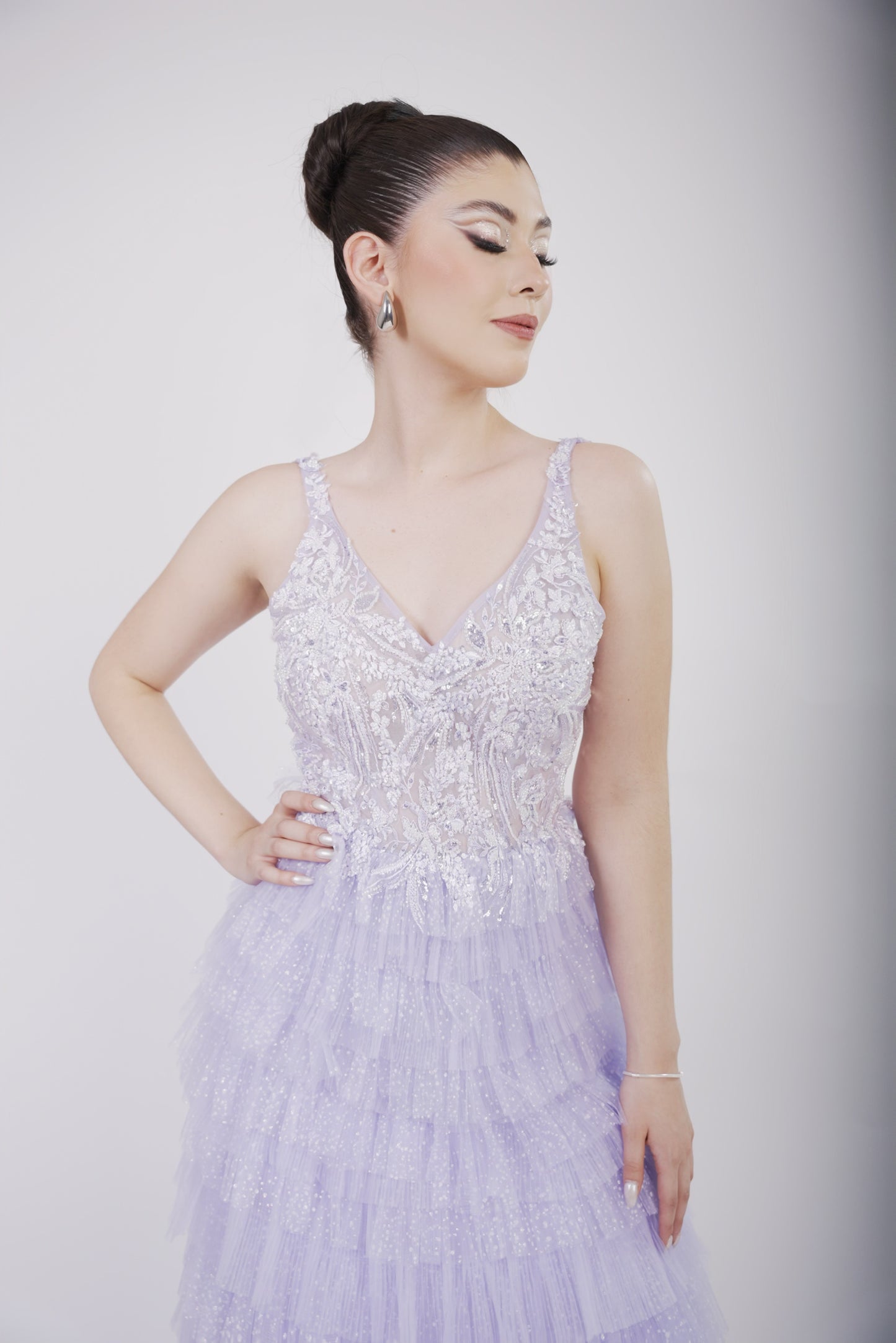 Vestido Con Olanes En Tablones Y Estampado