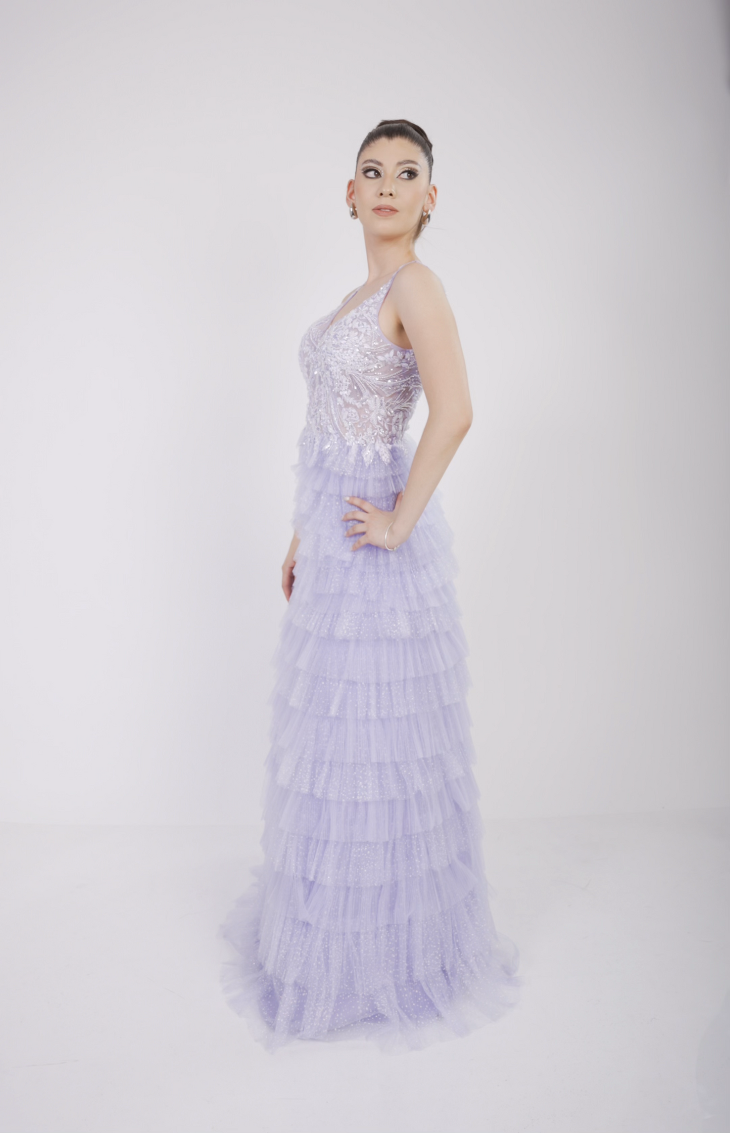 Vestido Con Olanes En Tablones Y Estampado