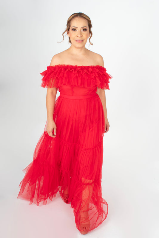 Vestido Tul Campirano