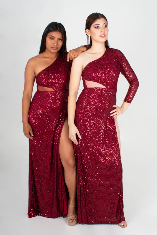 Vestido Lentejuela Una Manga