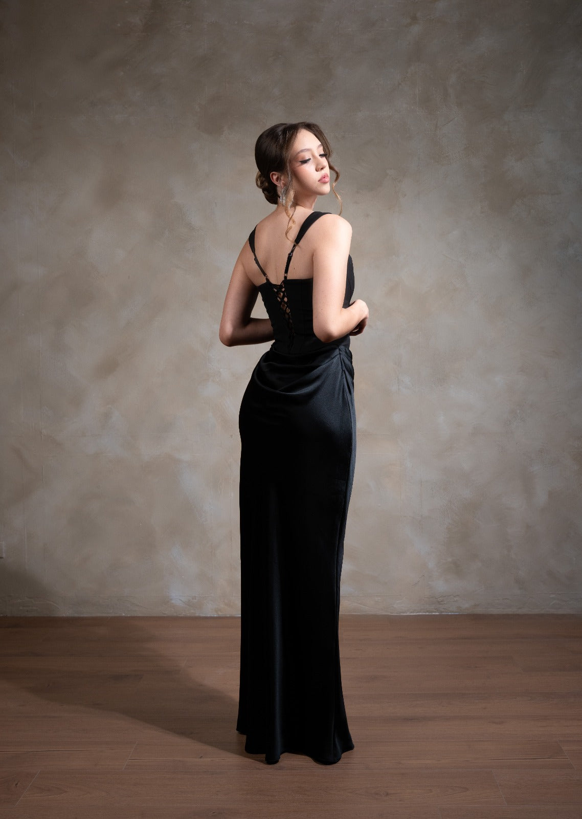 Negro Corset Tirantes Suelto Falda