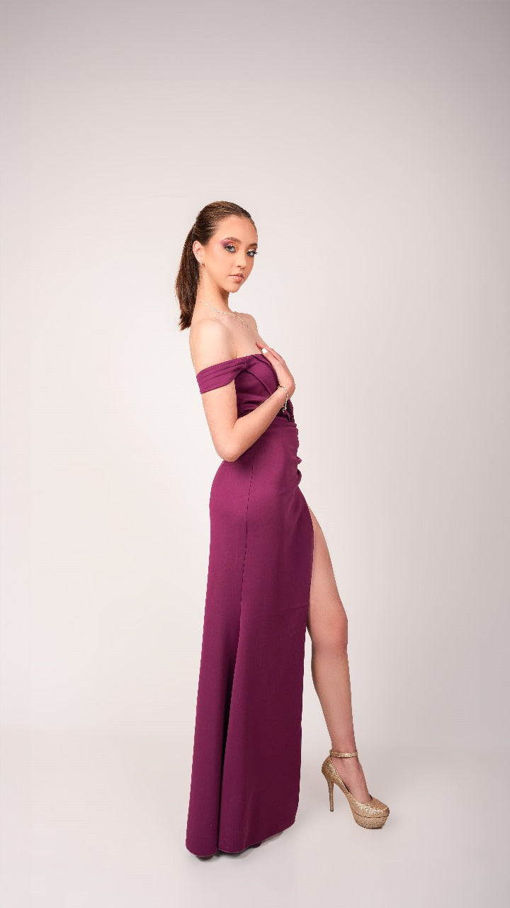 Vestido Buganvilla Corset De Zipper Manga Caida