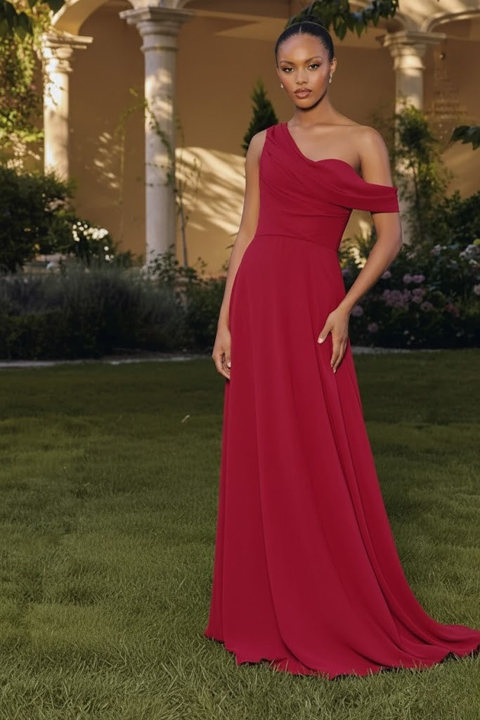 Vestido Vino Corte A Con Estola en Manga