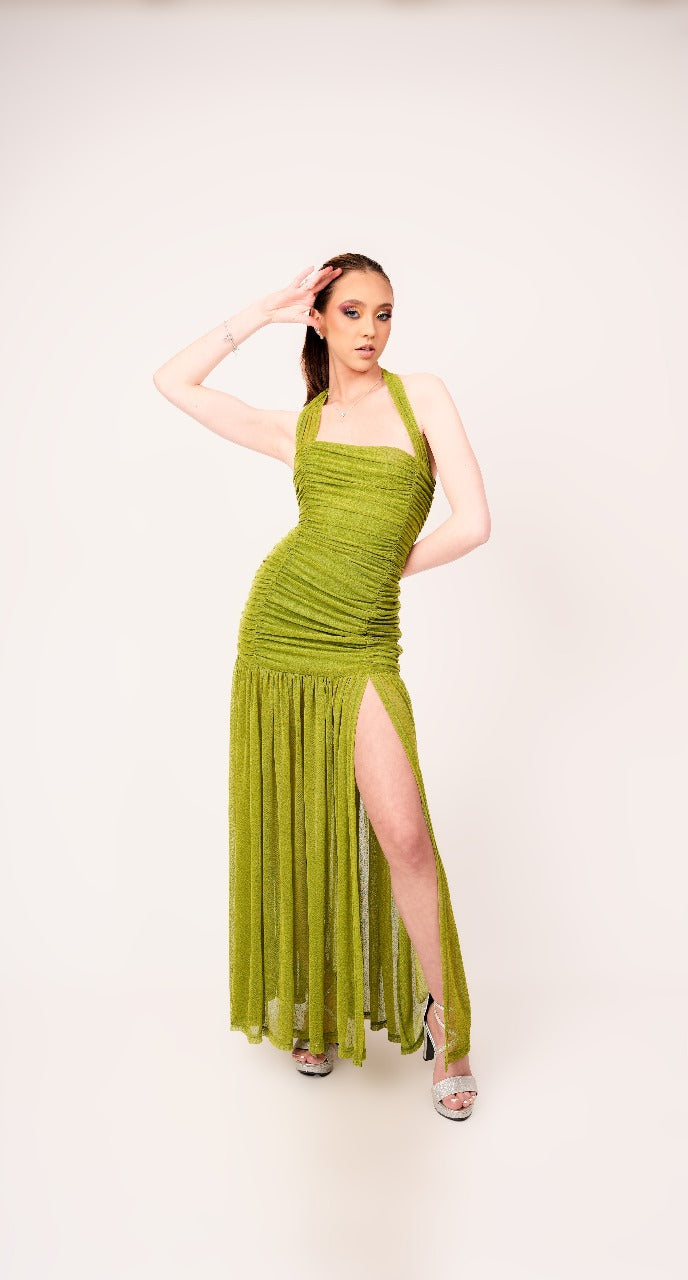 Vestido Verde Lima Corrugado