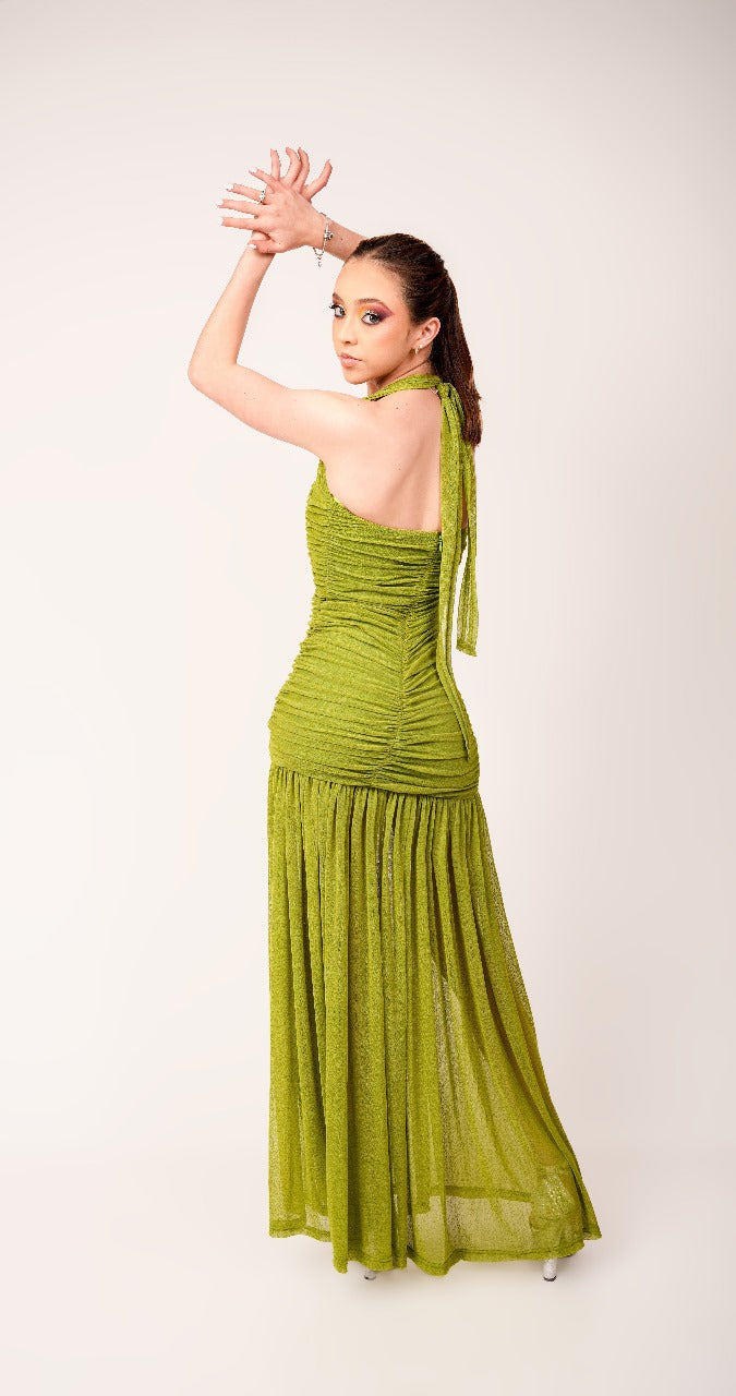 Vestido Verde Lima Corrugado