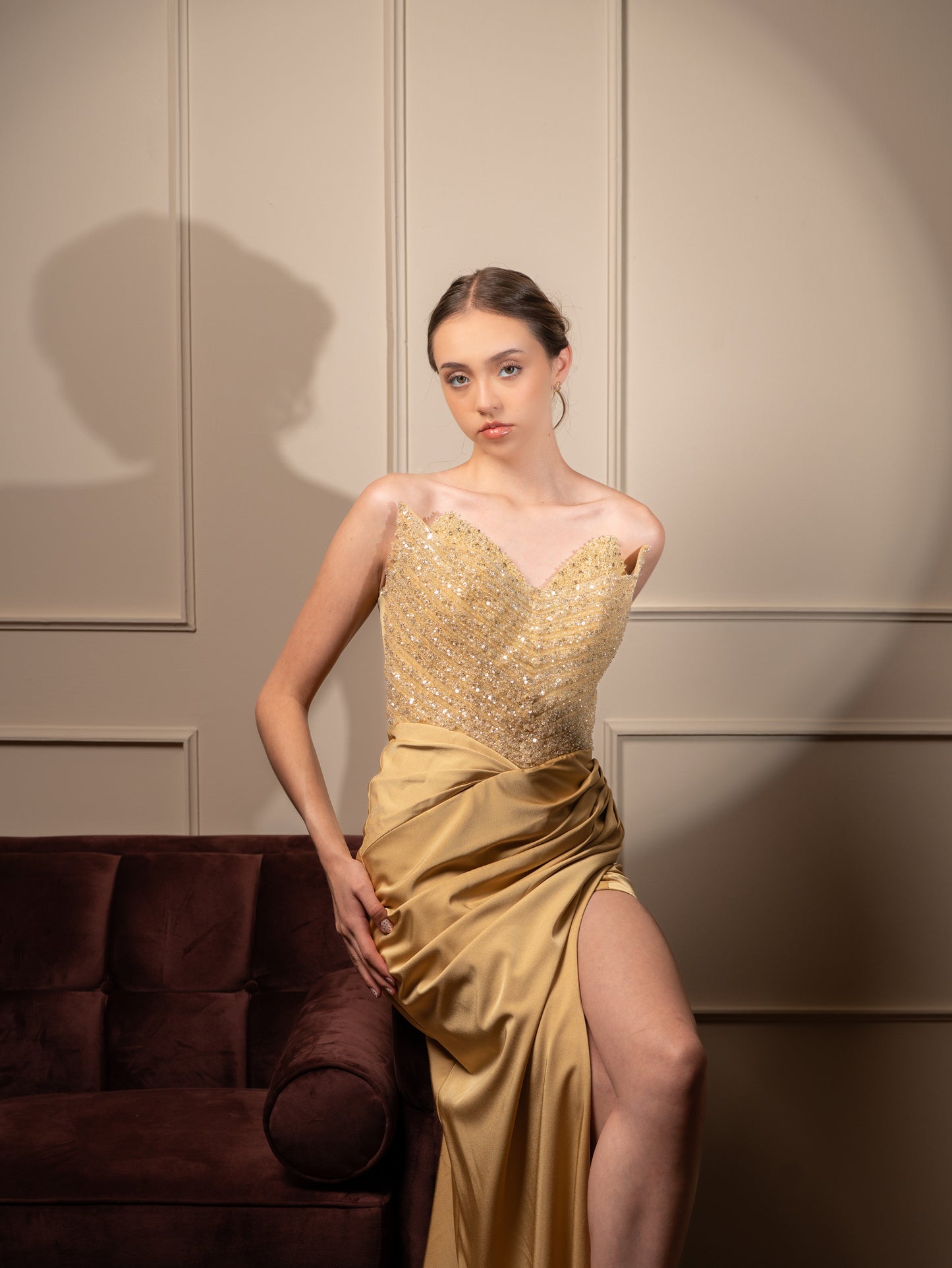 Vestido Amarillo Pastel Straple Piedras En Corset