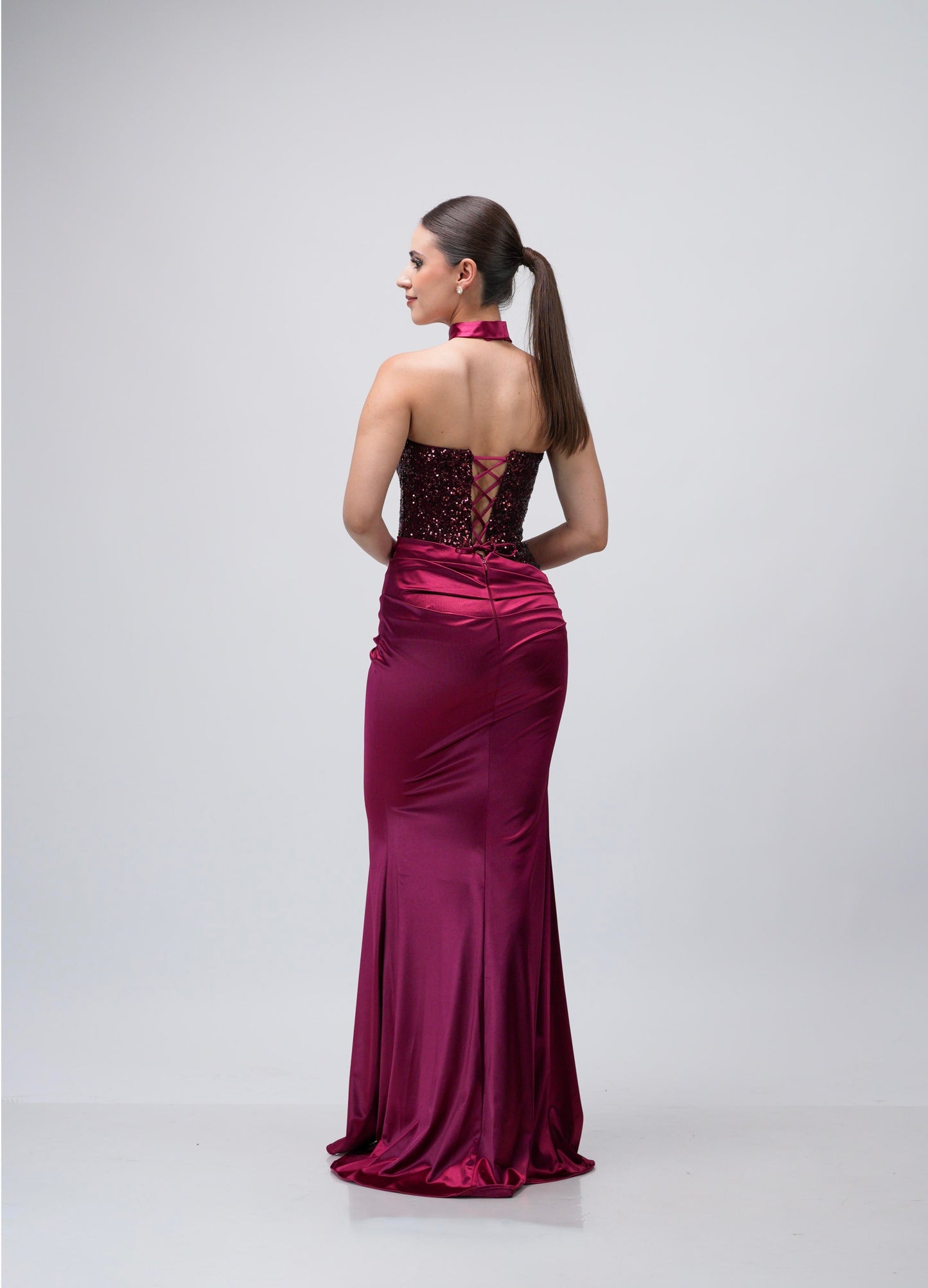 Vestido Straple Lentejuela En Pecho Falda Lisa
