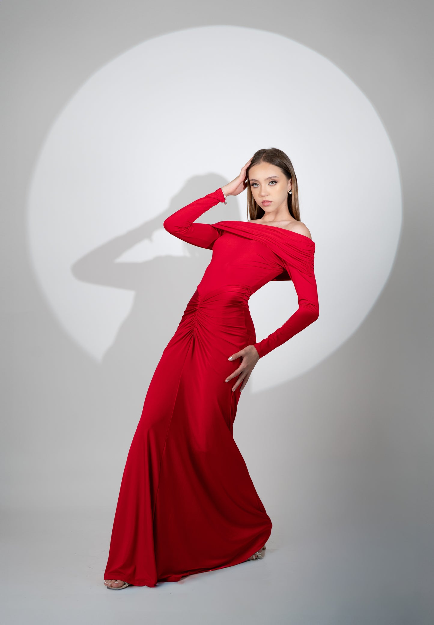 Vestido Rojo Manga Larga Campesina