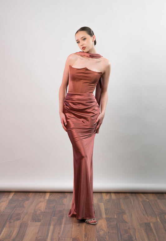 Salmon Straple De Corset Con Estola