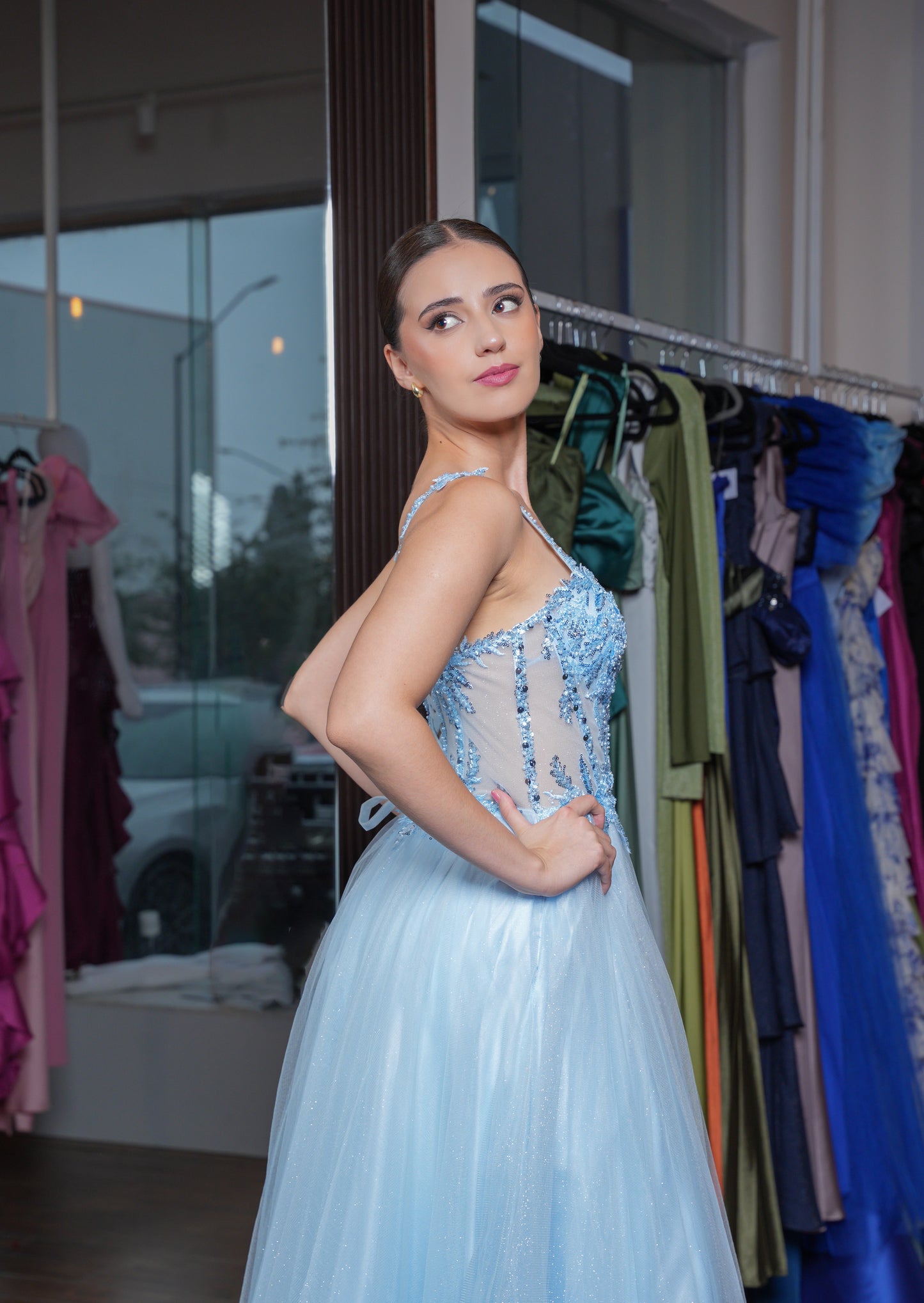 Vestido Cielo Corte Princesa Detalle en Abdomen