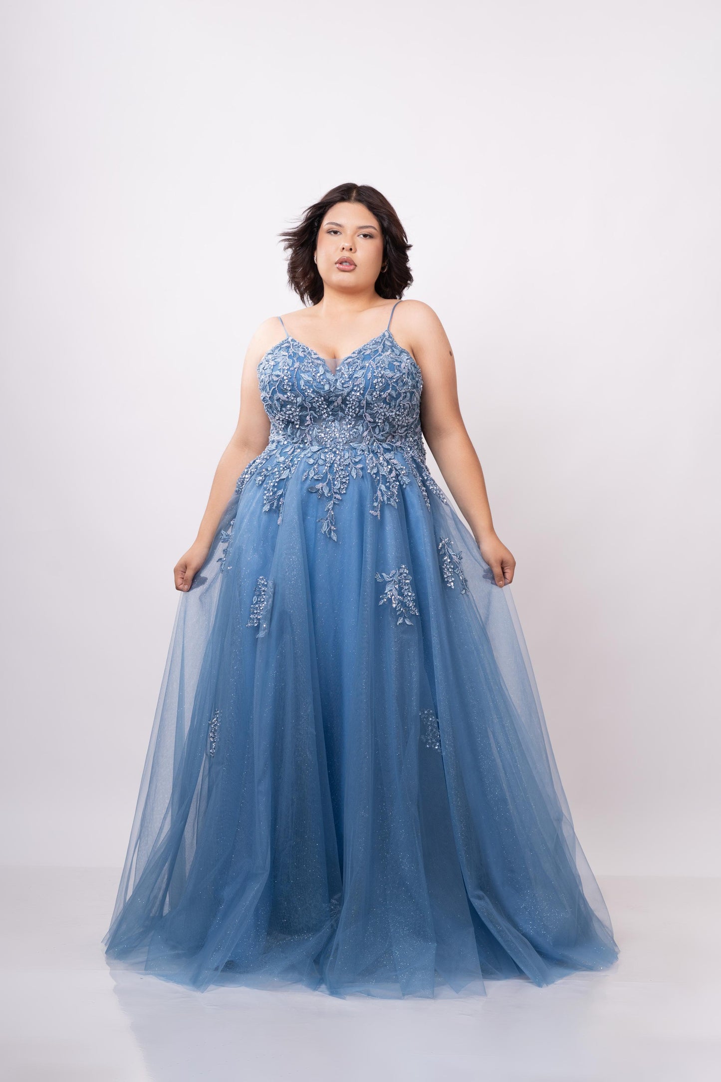 Vestido Azul Diseño En Corte A